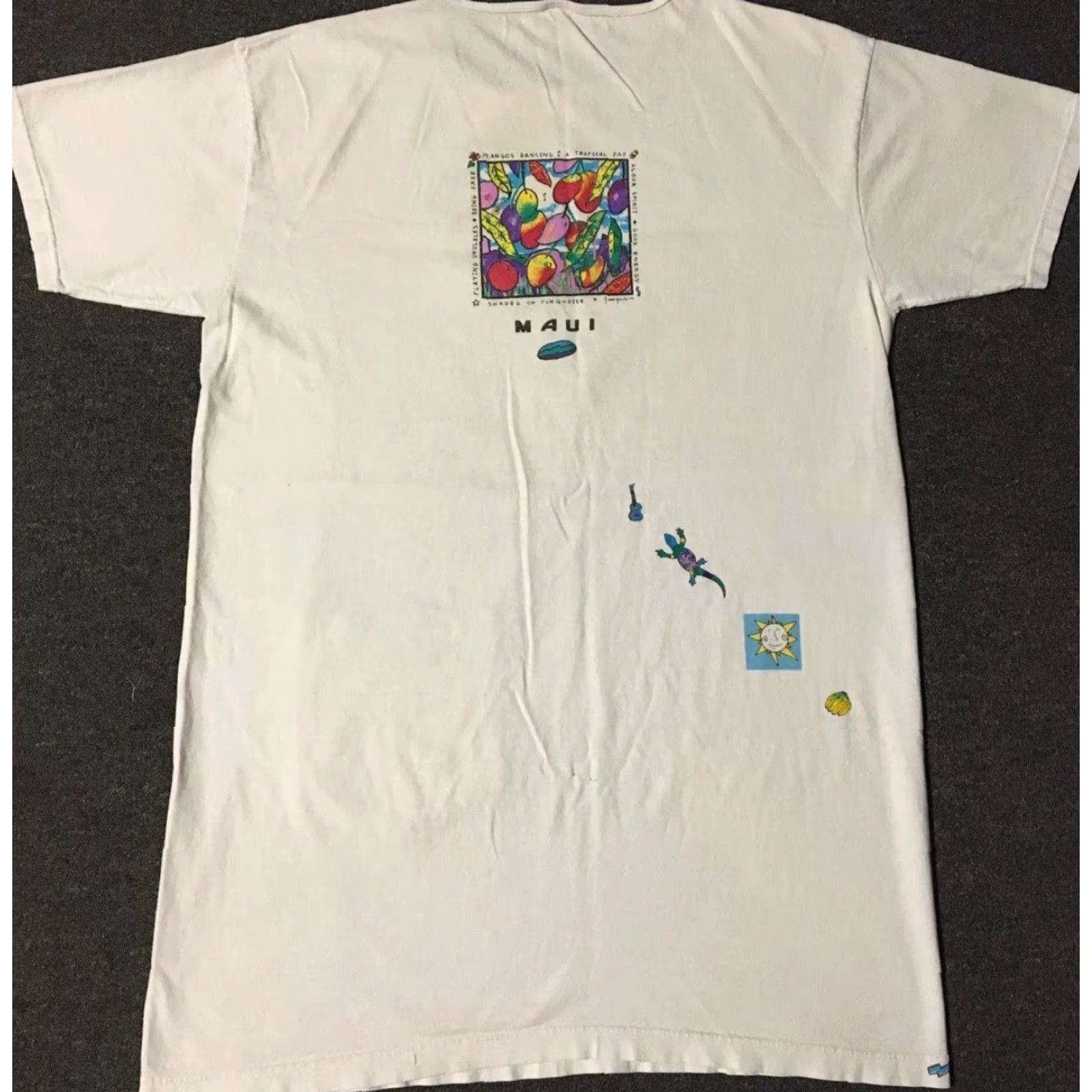 Vintage VINTAGE Maui Fruit Shirt Unisex Adults One Size White Distressed 90s Surf Hawaii Beach Cartoon Funny Shirt Mens/Womens Size US M / EU 48-50 / 2 - 2 Thumbnail