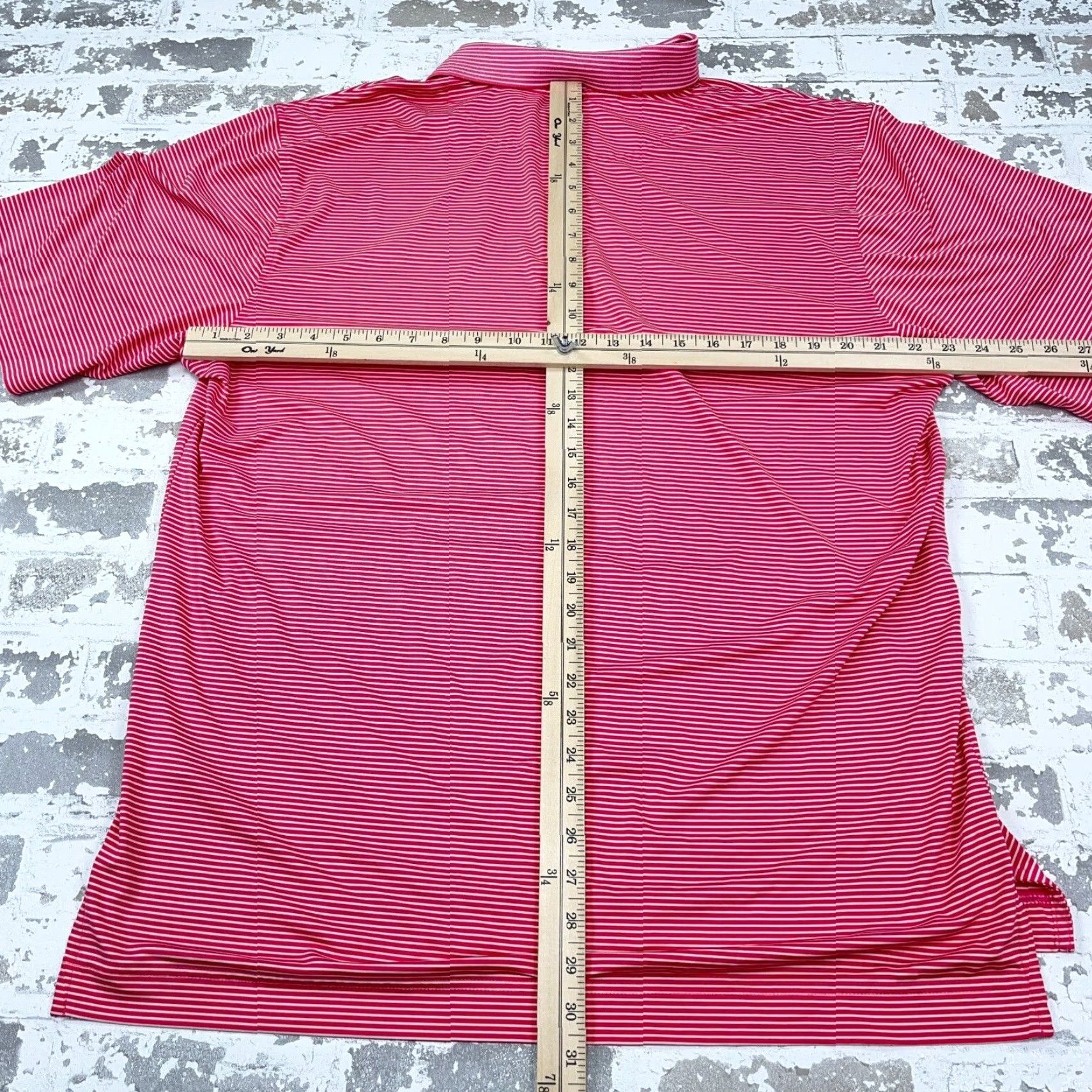 Footjoy FootJoy Polo Shirt Men L Pink Striped Performance Golf Wicking Quick Dry Apparel Logo Short Sleeve Polo Mens Size US L / EU 52-54 / 3 - 7 Thumbnail