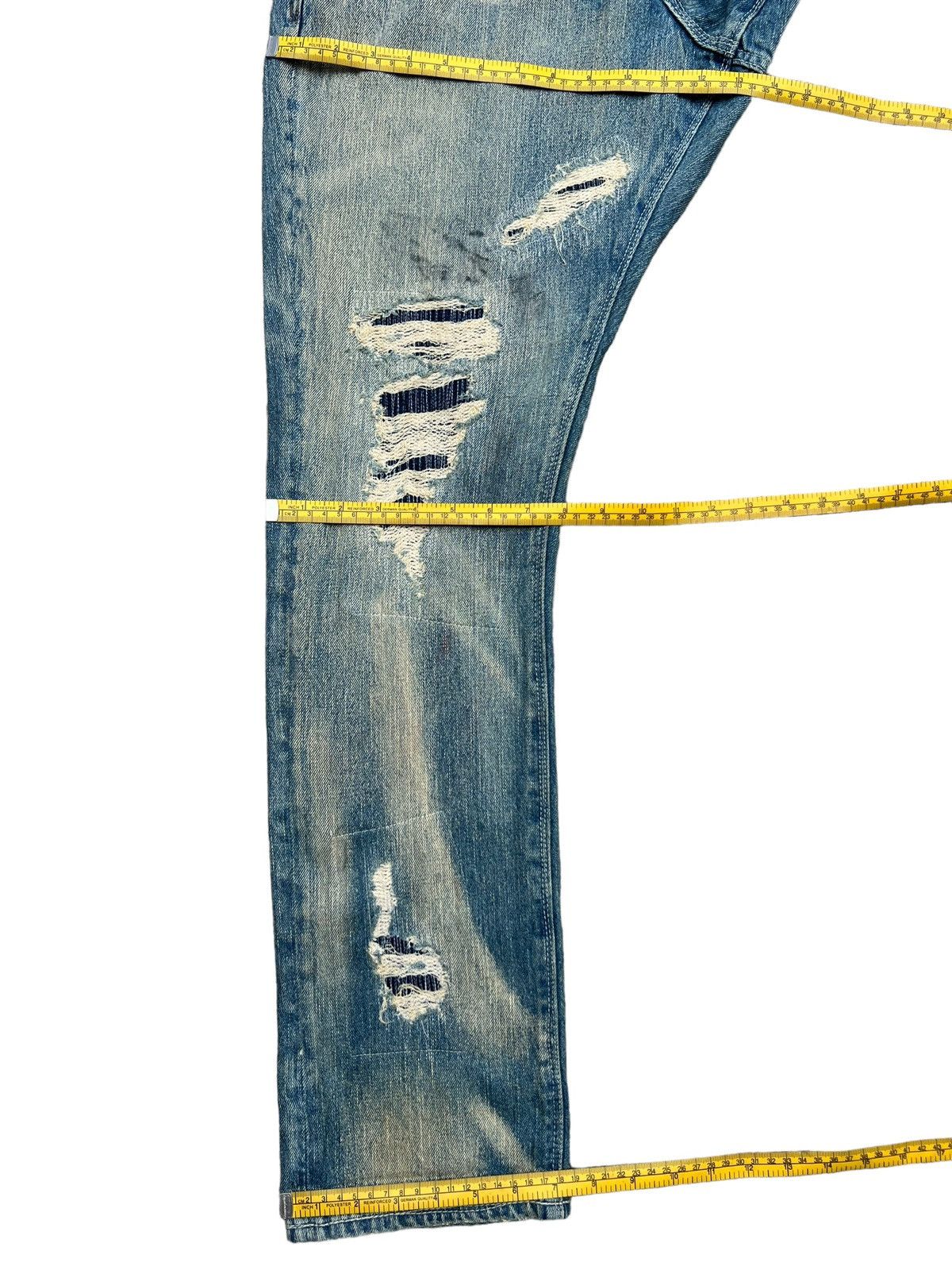 Japanese Brand Bond & Peace Patchwork Distressed Baggy Denim Jeans 32x32 Size US 32 / EU 48 - 13 Thumbnail