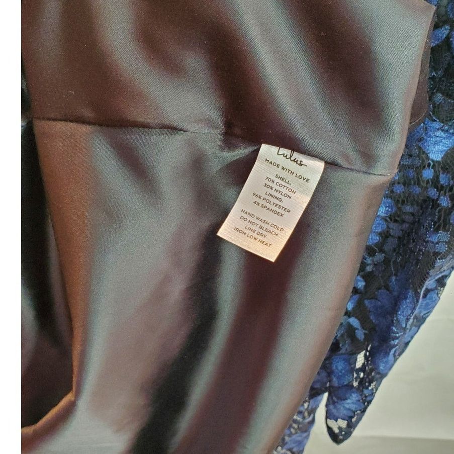 Lulus LuLus Royal Blue Lace Sheath Dress Nude Lined V-Neck Size S Size S / US 4 / IT 40 - 6 Thumbnail