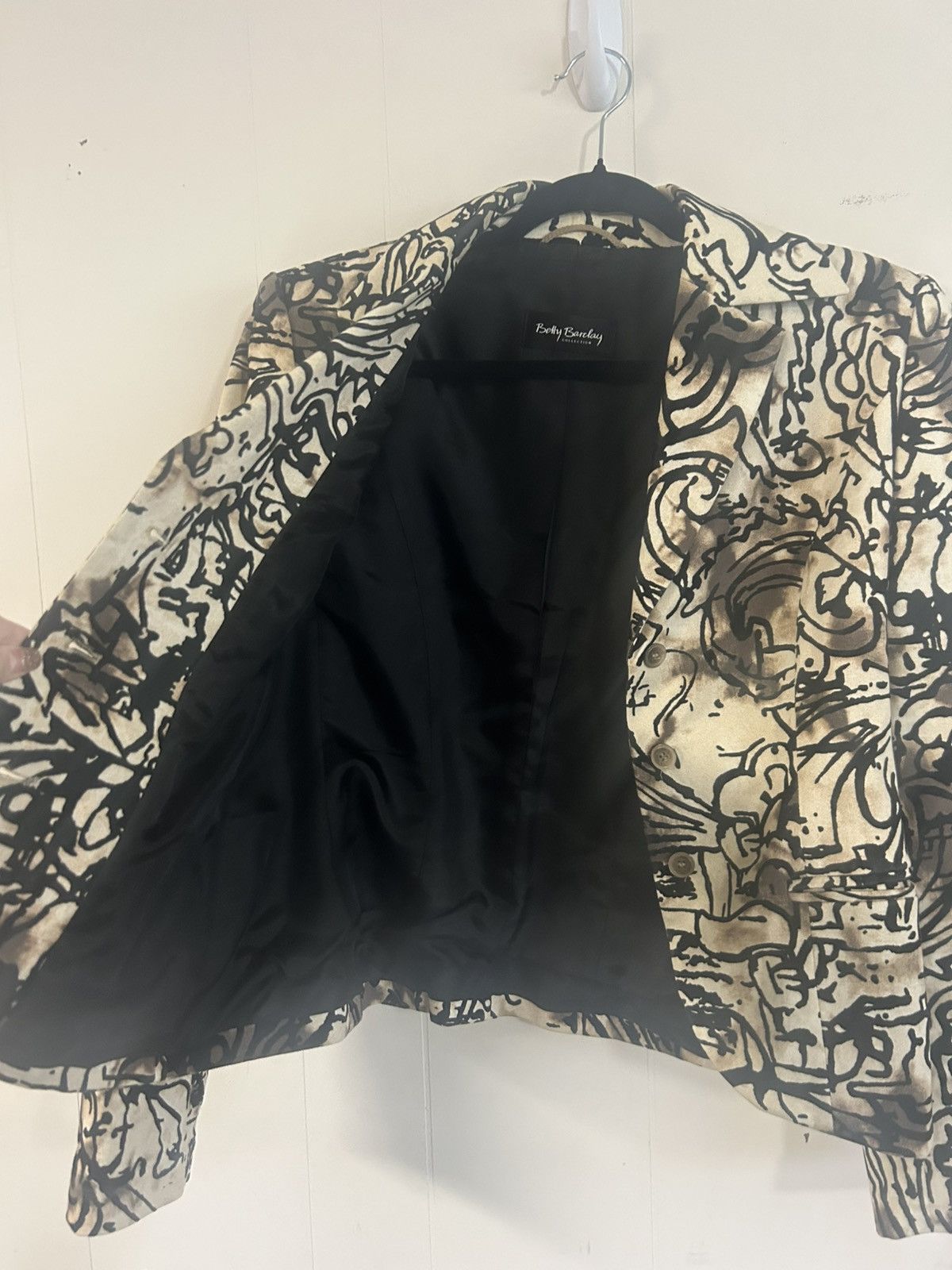 Other Betty Barlay Blazer, M, Brown/Black Velvet Abstract Pattern Size M / US 6-8 / IT 42-44 - 3 Thumbnail