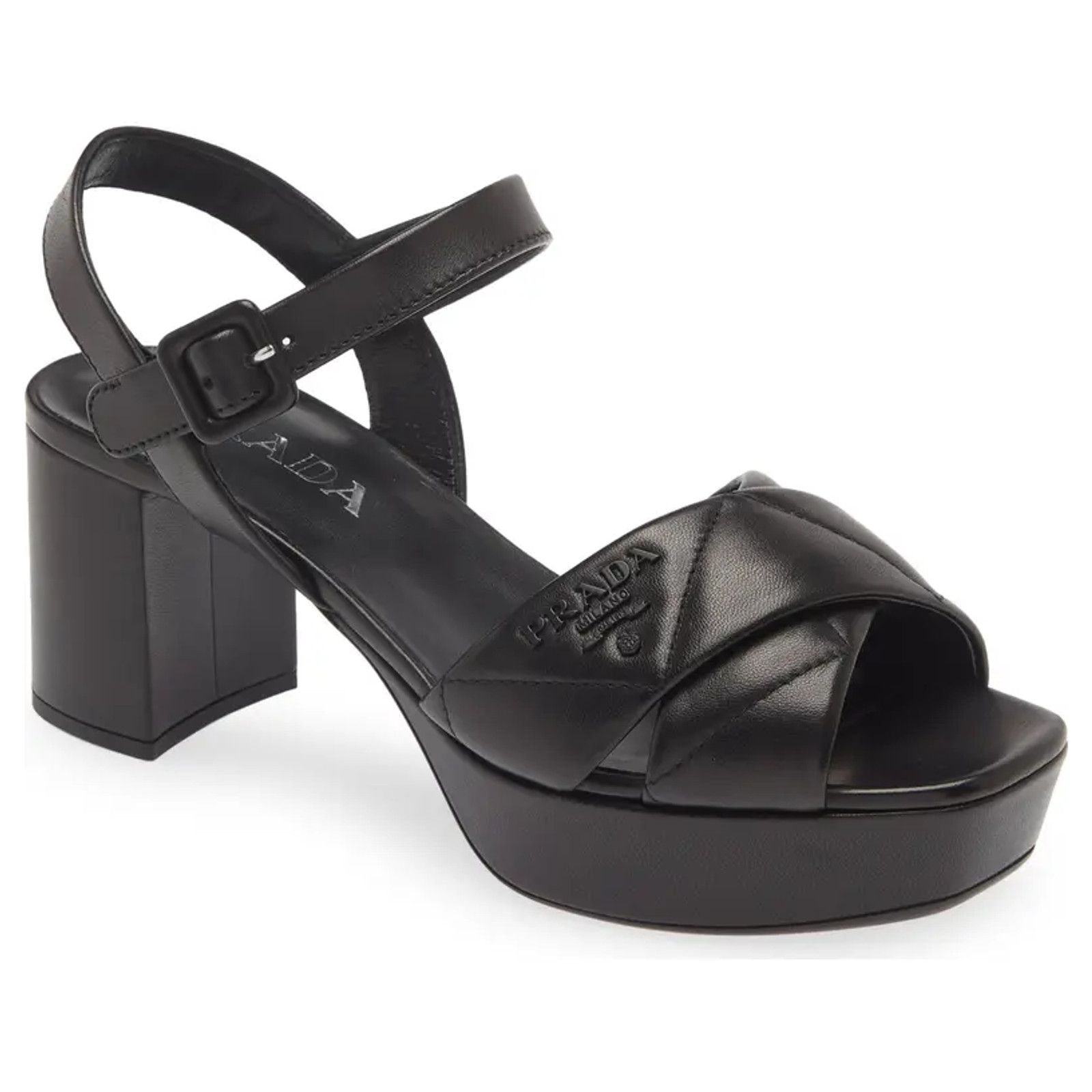 Prada Prada Quilted Nappa Leather Platform Sandal Block Heel 38 Size US 8 / IT 38 - 5 Thumbnail