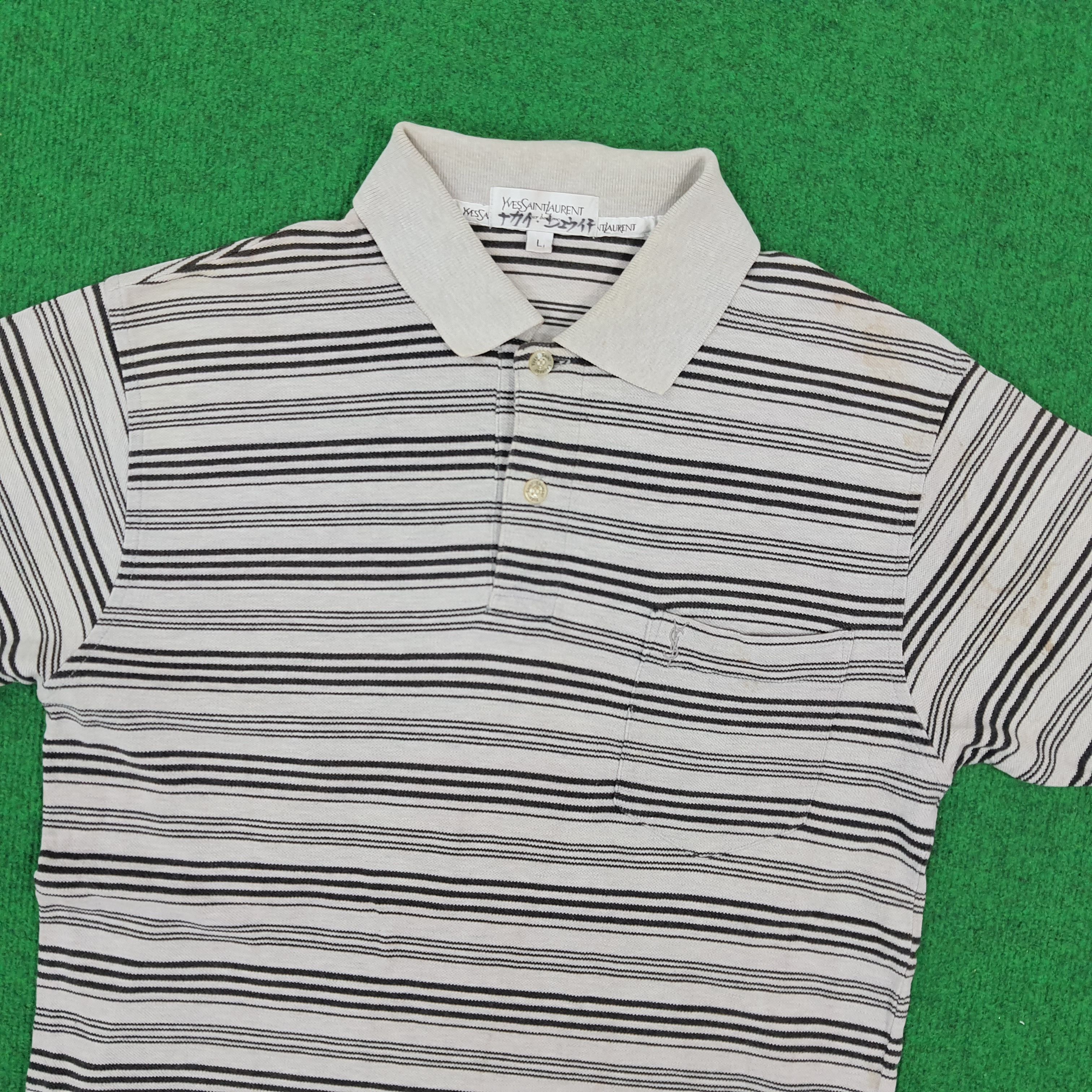 Vintage × Yves Saint Laurent Vintage Yves Saint Laurent YSL Striped Polo Shirt C196N76 Size US M / EU 48-50 / 2 - 2 Thumbnail