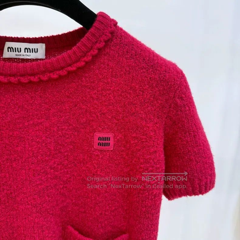 Miu Miu Miu Miu 40 Short-sleeved knitted wool coat Size M / US 6-8 / IT 42-44 - 3 Thumbnail
