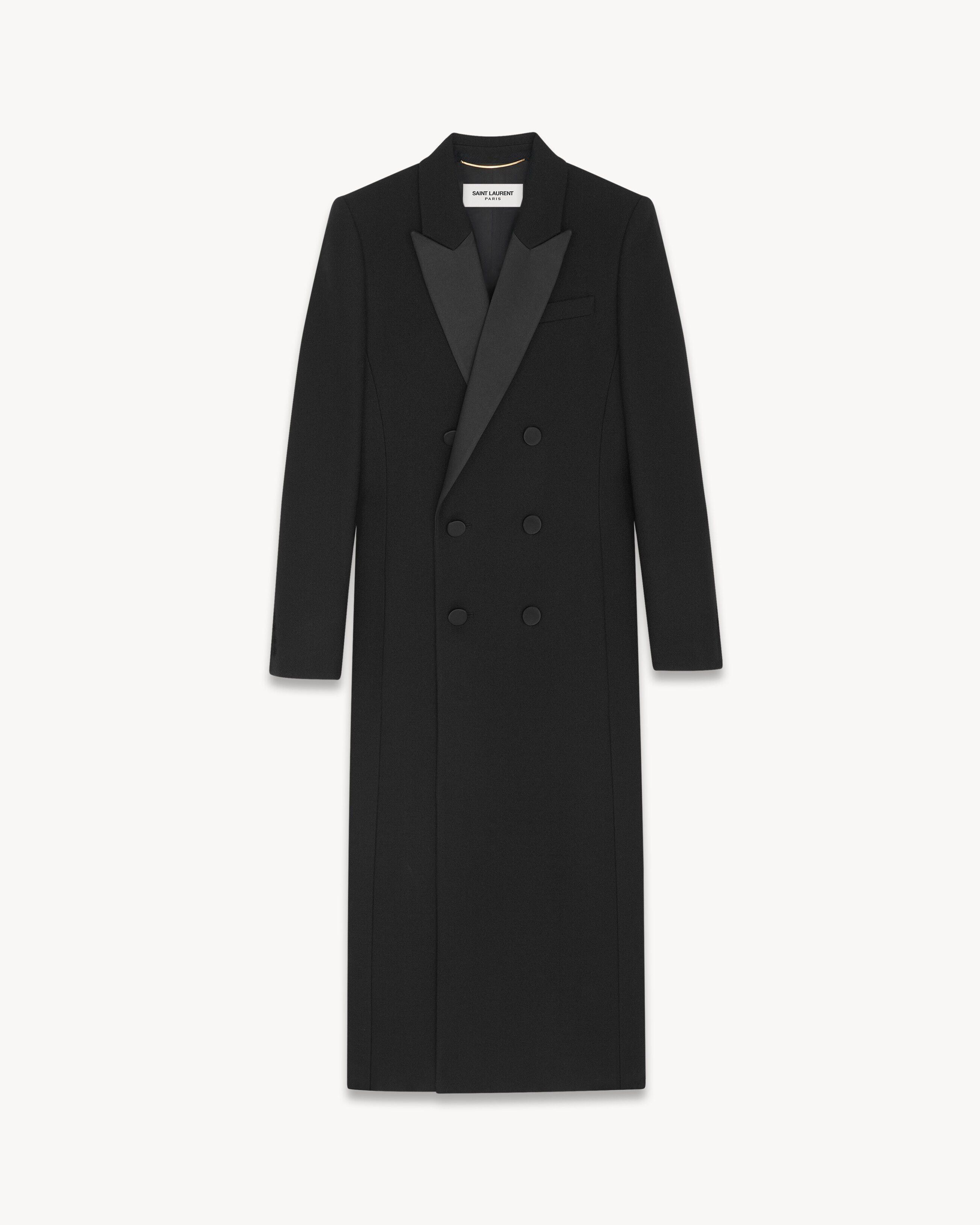 Saint Laurent Paris o1b1hav110325 Tuxedo Coat in Crepe Wool in Black Size XS / US 0-2 / IT 36-38 - 1 Thumbnail