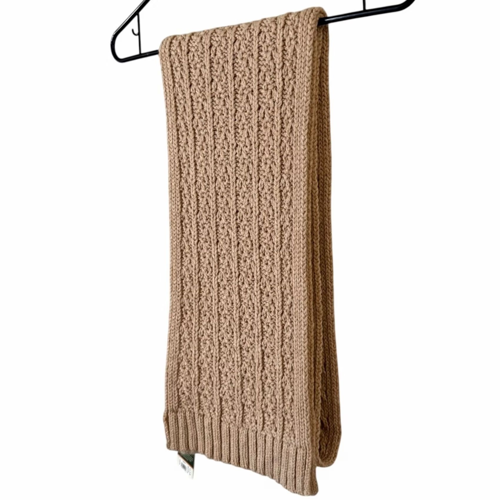 Eddie Bauer VINTAGE Eddie Bauer Cable Knit Scarf Khaki/Tan Women's O/S Chunky Soft Warm Winter NEW Size ONE SIZE - 3 Thumbnail