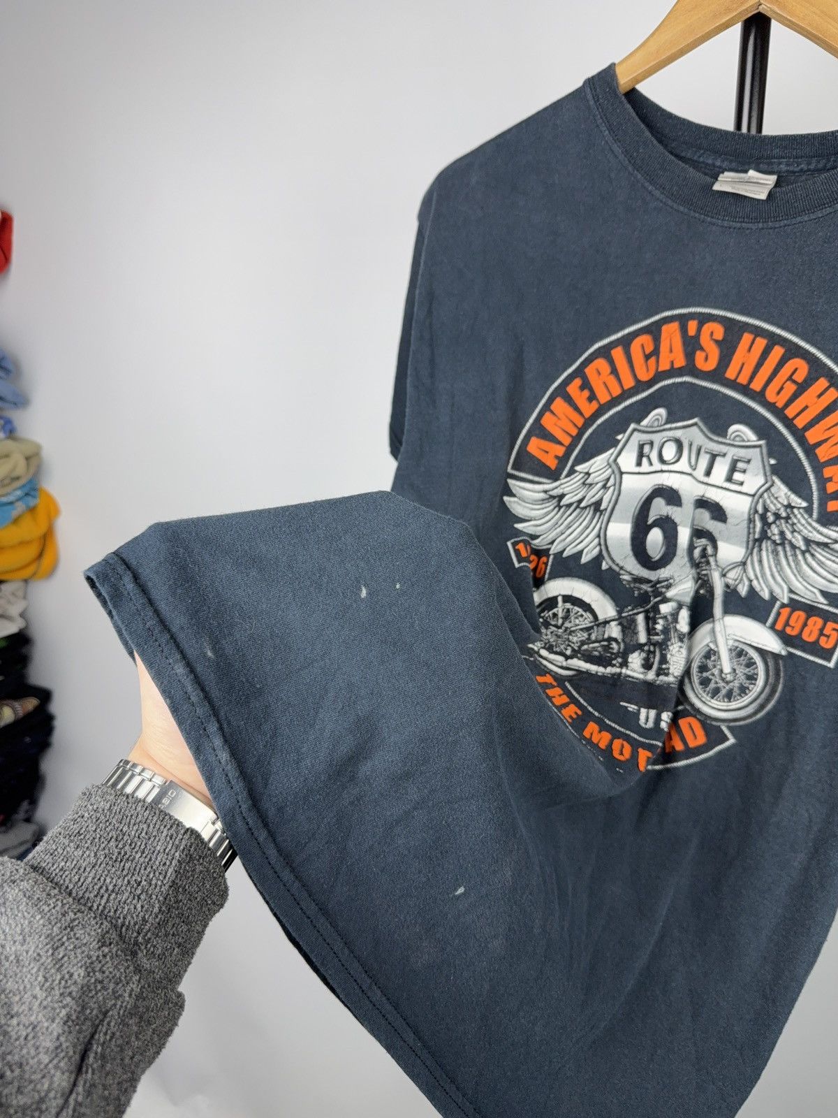 Route 66 00s Route 66 Motorcycle MOTO Graphic T-Shirt Vintage Style L Size US L / EU 52-54 / 3 - 9 Thumbnail