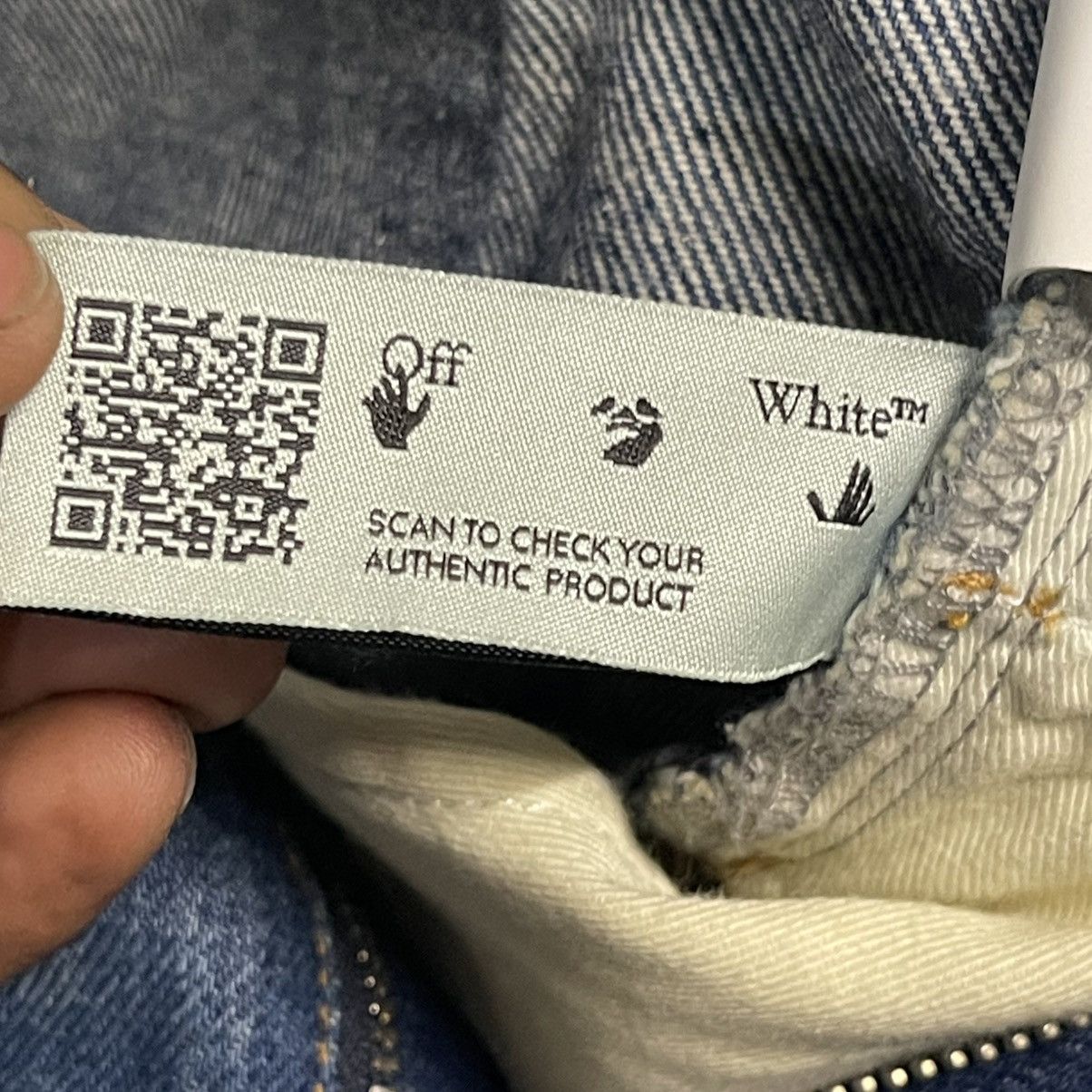 Off-White Off-White Diag Pocket Slim Jeans Medium Blue White Size US 29 - 13 Thumbnail