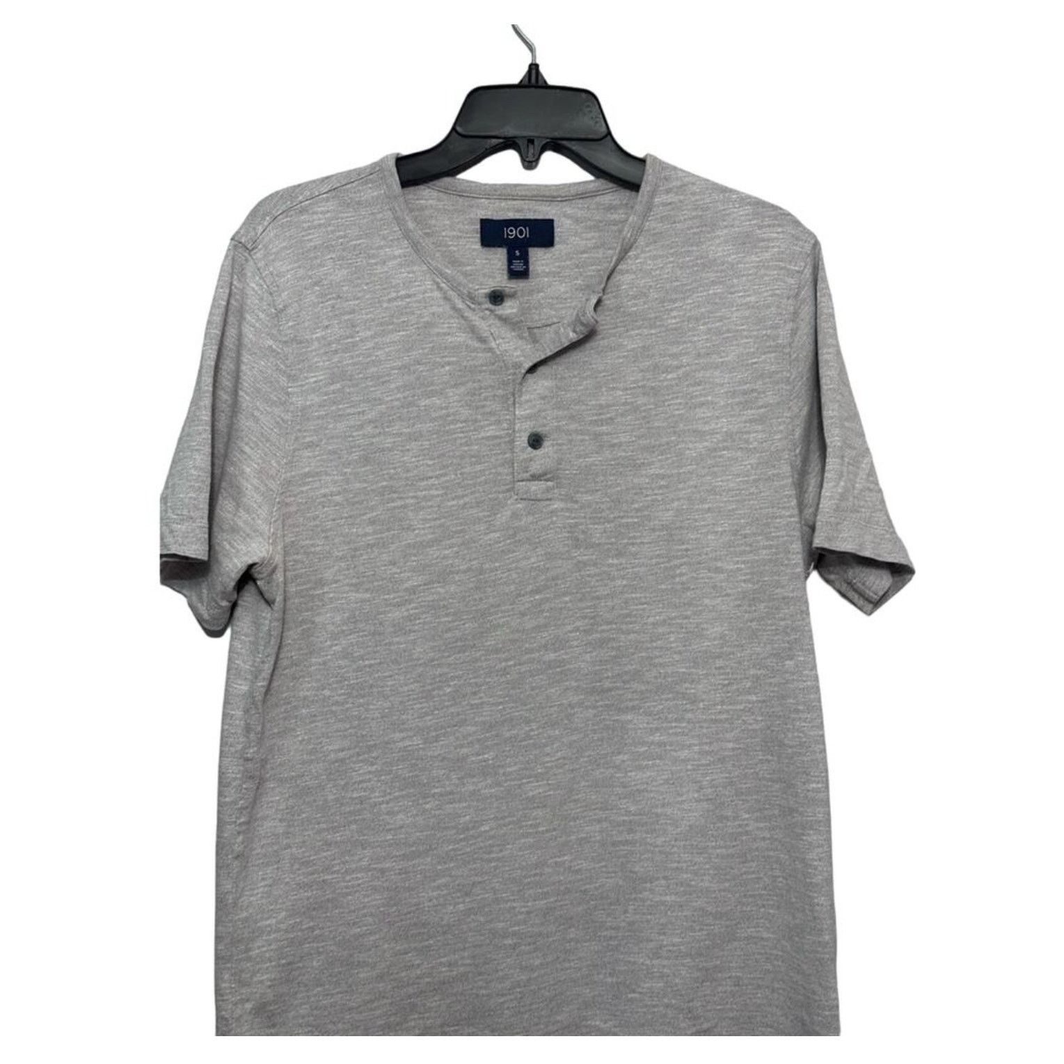 1901 1901 Henley T-Shirt Short Sleeve 100% Cotton Gray Men's S Size US S / EU 44-46 / 1 - 2 Thumbnail