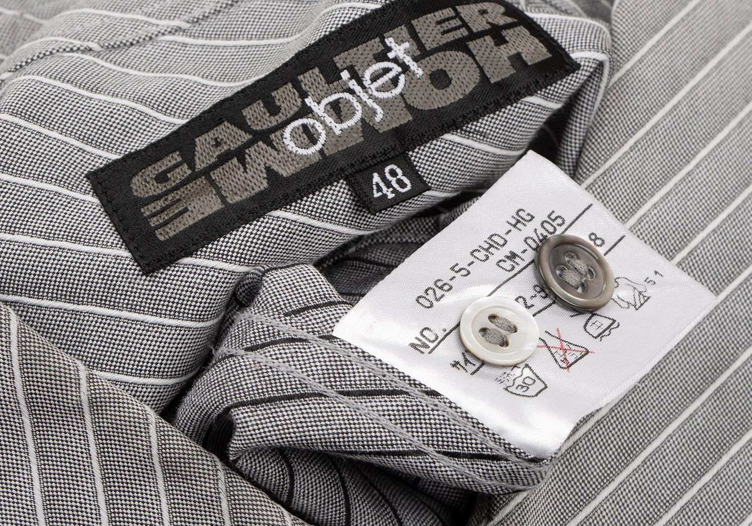 Jean Paul Gaultier Cotton Diagonal Stripe Dress Shirt in Grey and White, Size Size US M / EU 48-50 / 2 - 16 Thumbnail