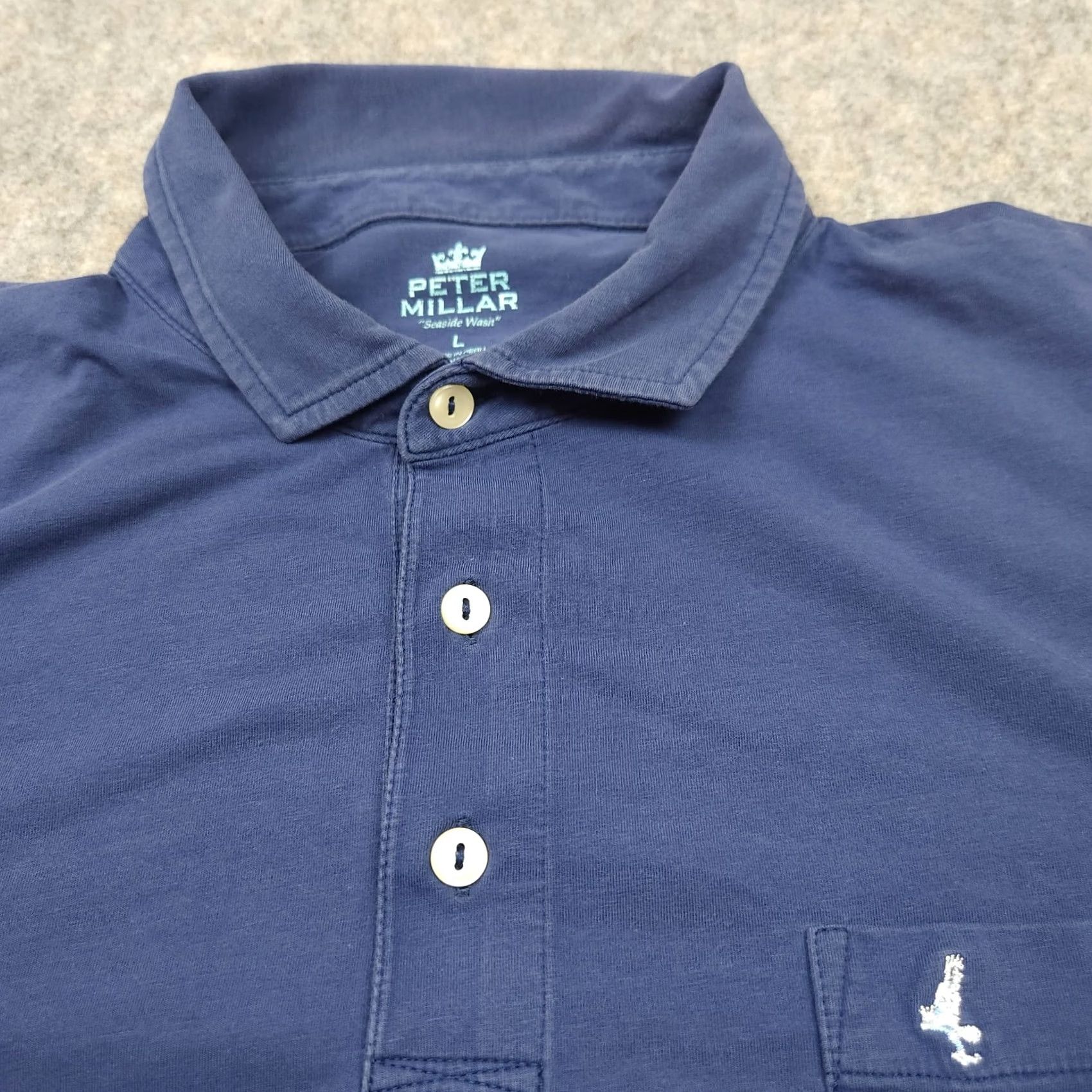 Peter Millar VINTAGE Peter Millar Seaside Wash Polo Shirt Mens Large Blue Logo Golf 90s Theme Mens Size US L / EU 52-54 / 3 - 3 Thumbnail