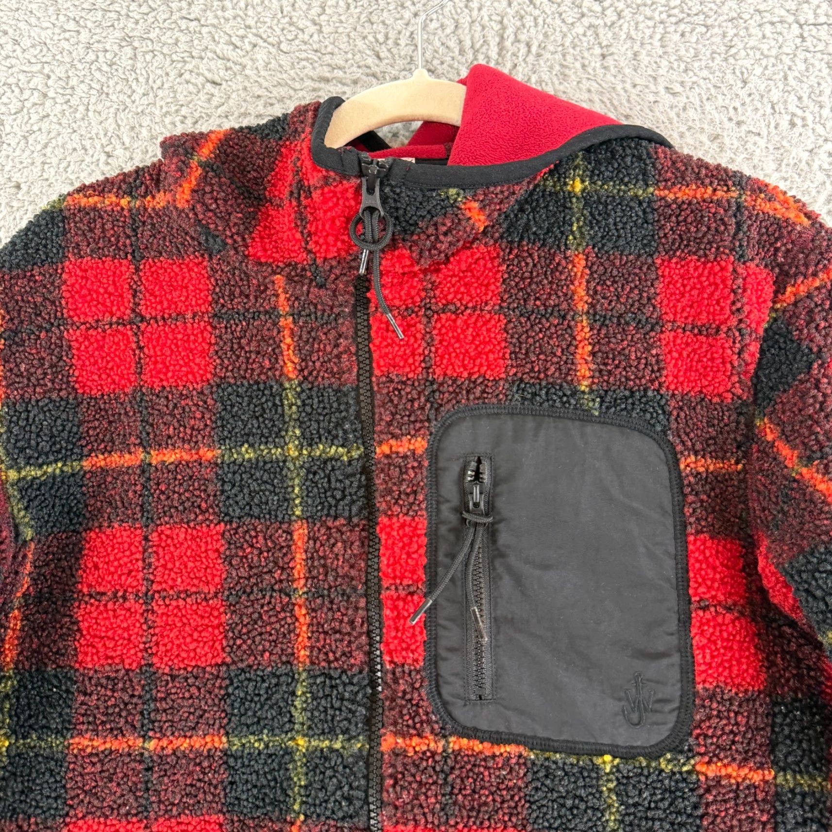 Uniqlo Uniqlo JW Anderson Fleece Jacket Womens Small Red Plaid Full Zip Hooded LS Size S / US 4 / IT 40 - 2 Thumbnail