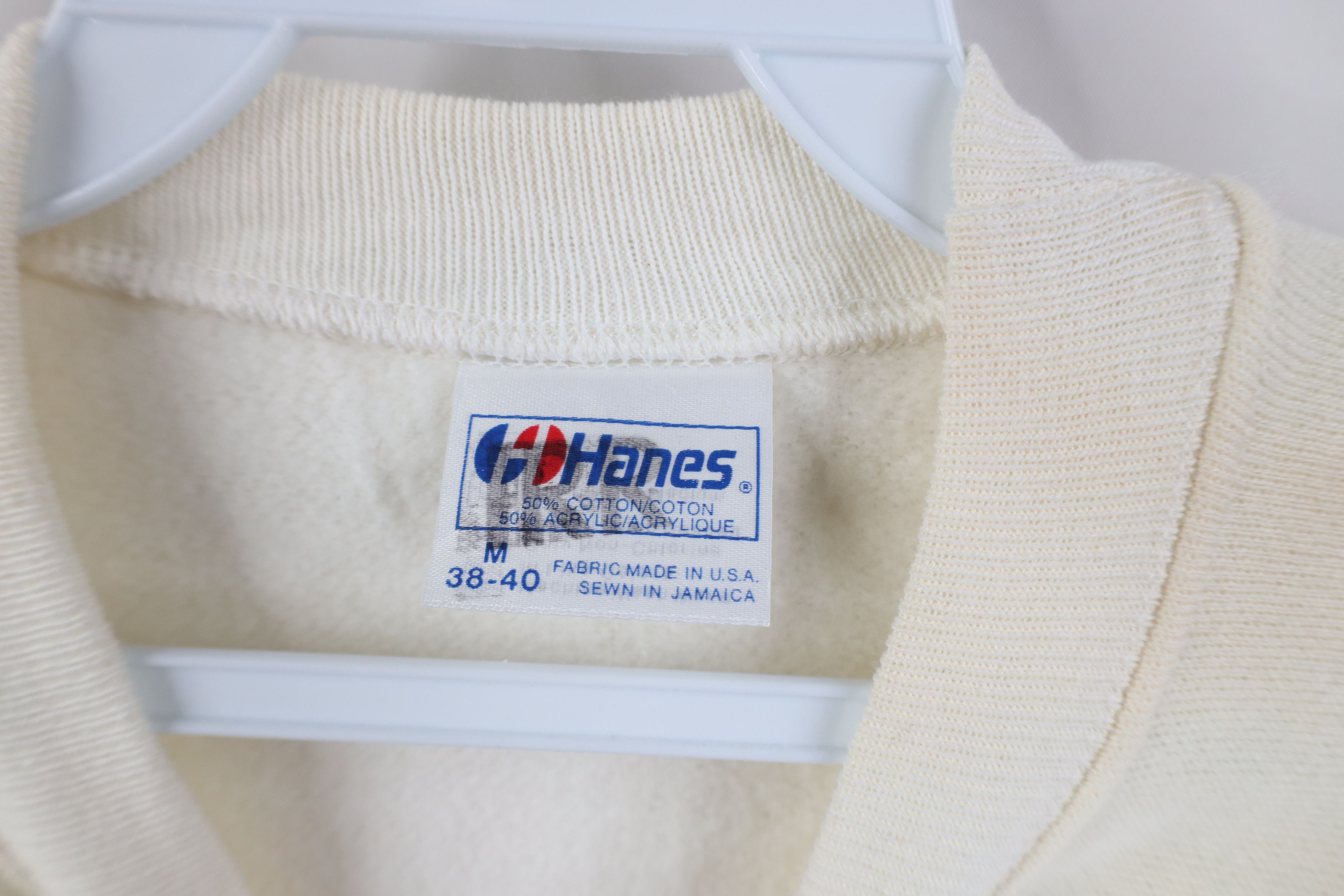 Hanes Vintage 80s Hanes Blank Raglan Crewneck Sweatshirt Cream USA Size M / US 6-8 / IT 42-44 - 5 Thumbnail