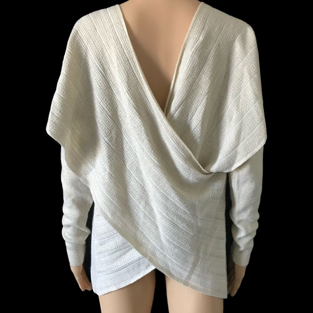 Derek Lam 10 Crosby NEW Derek Lam 10 Crosby Ivory Lurex Crossover Knit Top S Size S / US 4 / IT 40 - 3 Thumbnail