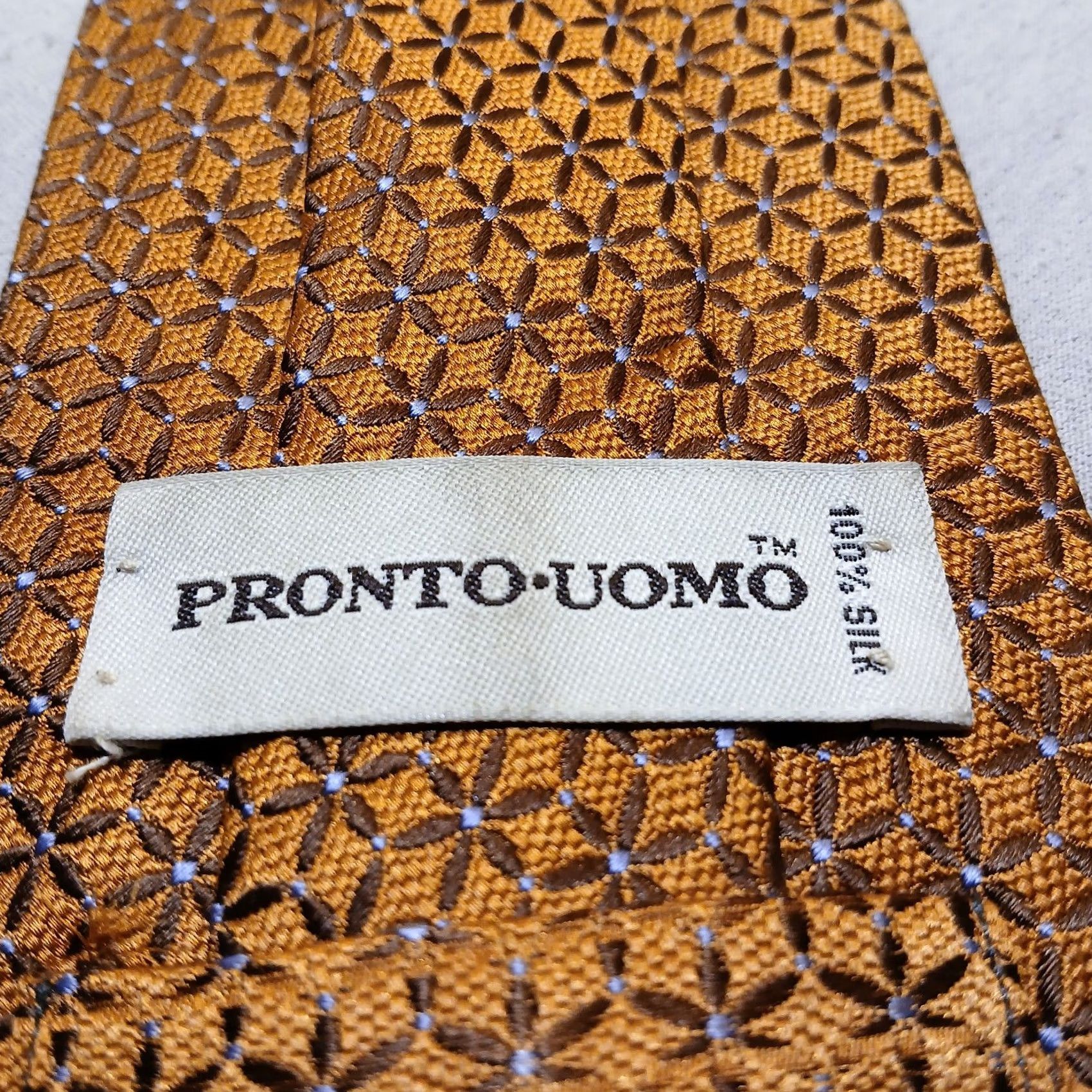 Pronto Uomo Pronto Uomo Men Silk Tie Orange Floral Pattern 57" x 3.75" Necktie Designer Flower Style Men Size ONE SIZE - 4 Thumbnail
