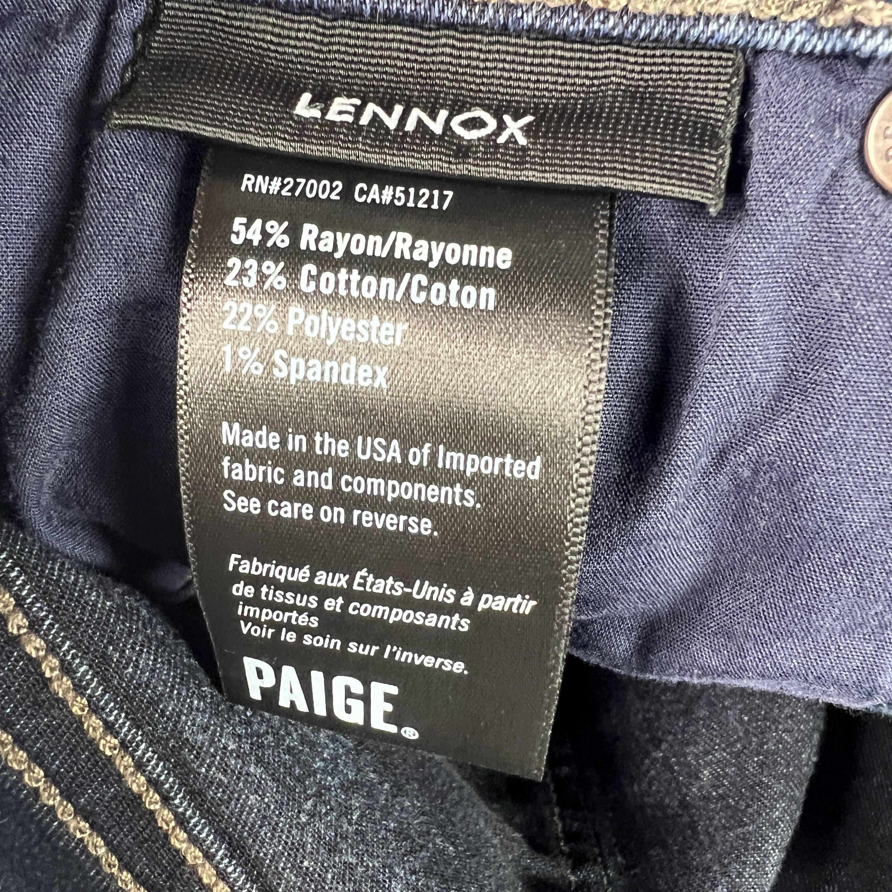 Paige Paige Jeans Lennox Slim Fit Straight Dark Blue Stretch Denim Size US 28 / EU 44 - 8 Thumbnail
