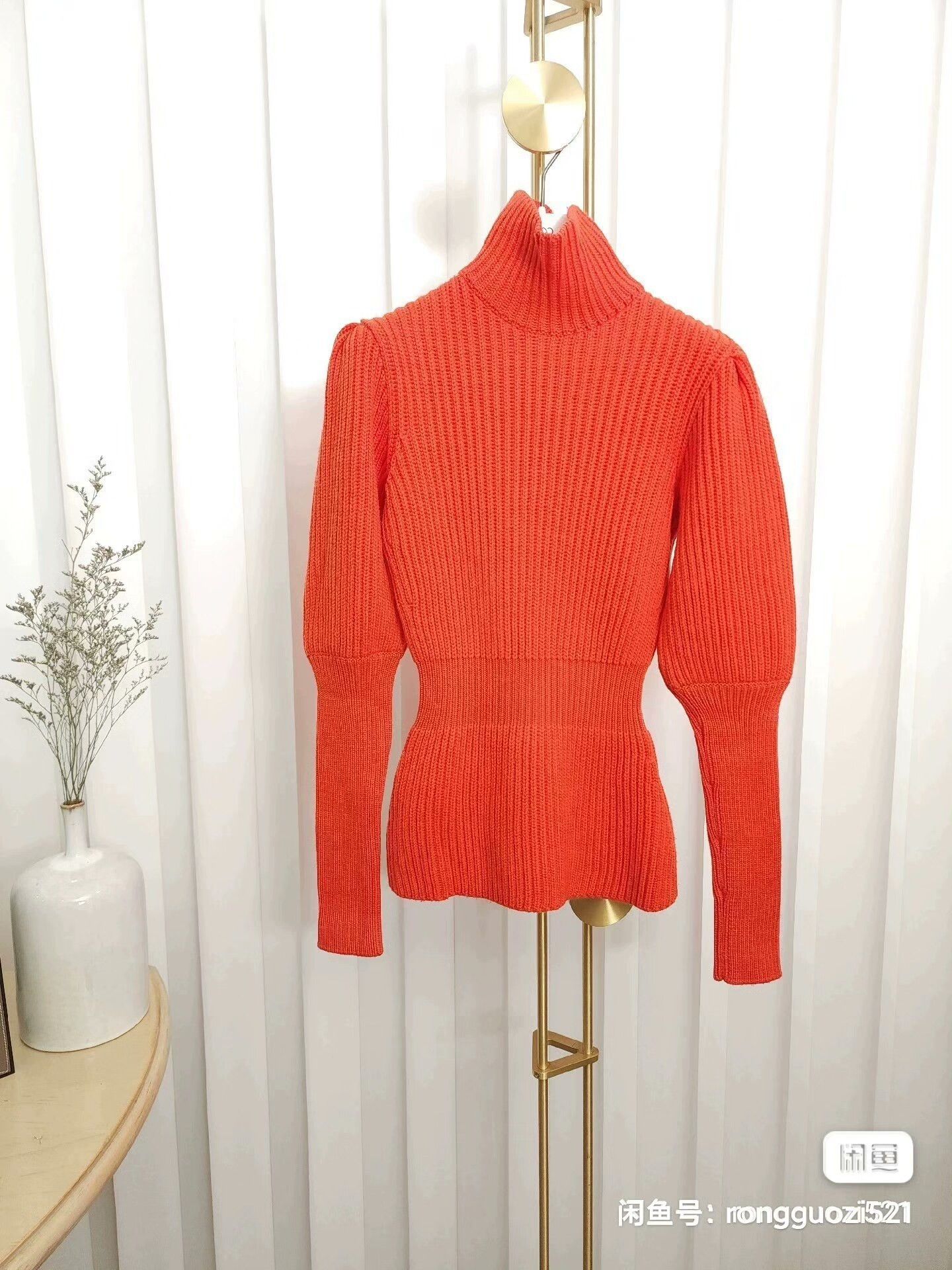 dior orange turtleneck sweater with stretch