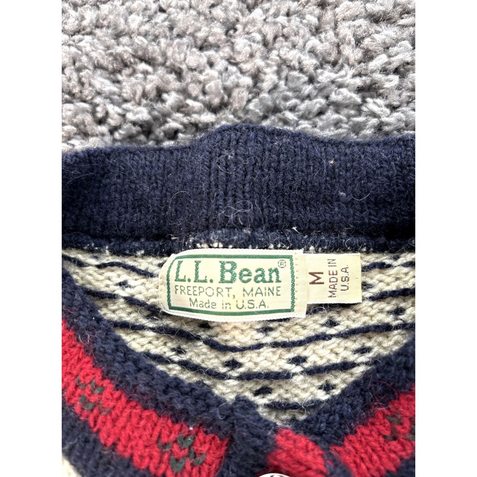 Vintage VINTAGE L.L.Bean Wool Cardigan Sweater Womens M Beige Fair Isle USA Size M / US 6-8 / IT 42-44 - 4 Thumbnail