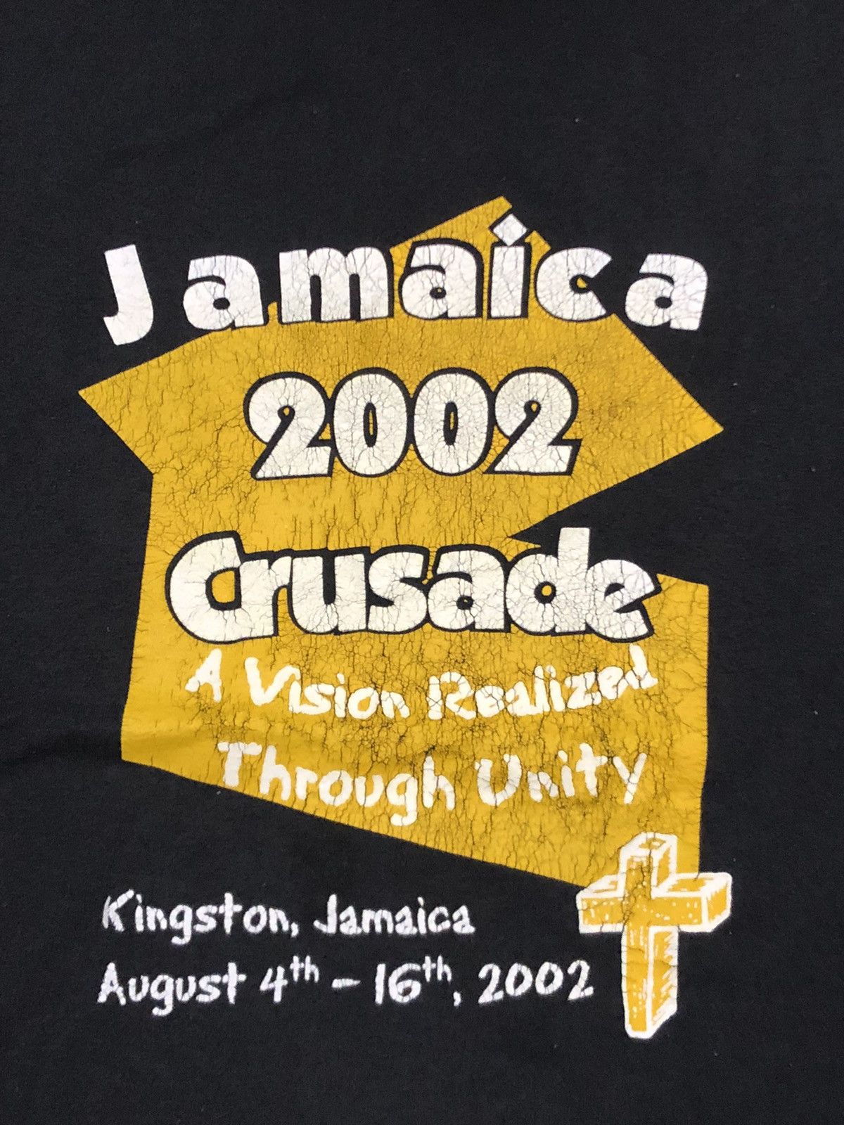 Gildan Vintage Jamaica 2002 Crusade Shirt Mens XL Black Christian Size US XL / EU 56 / 4 - 2 Thumbnail