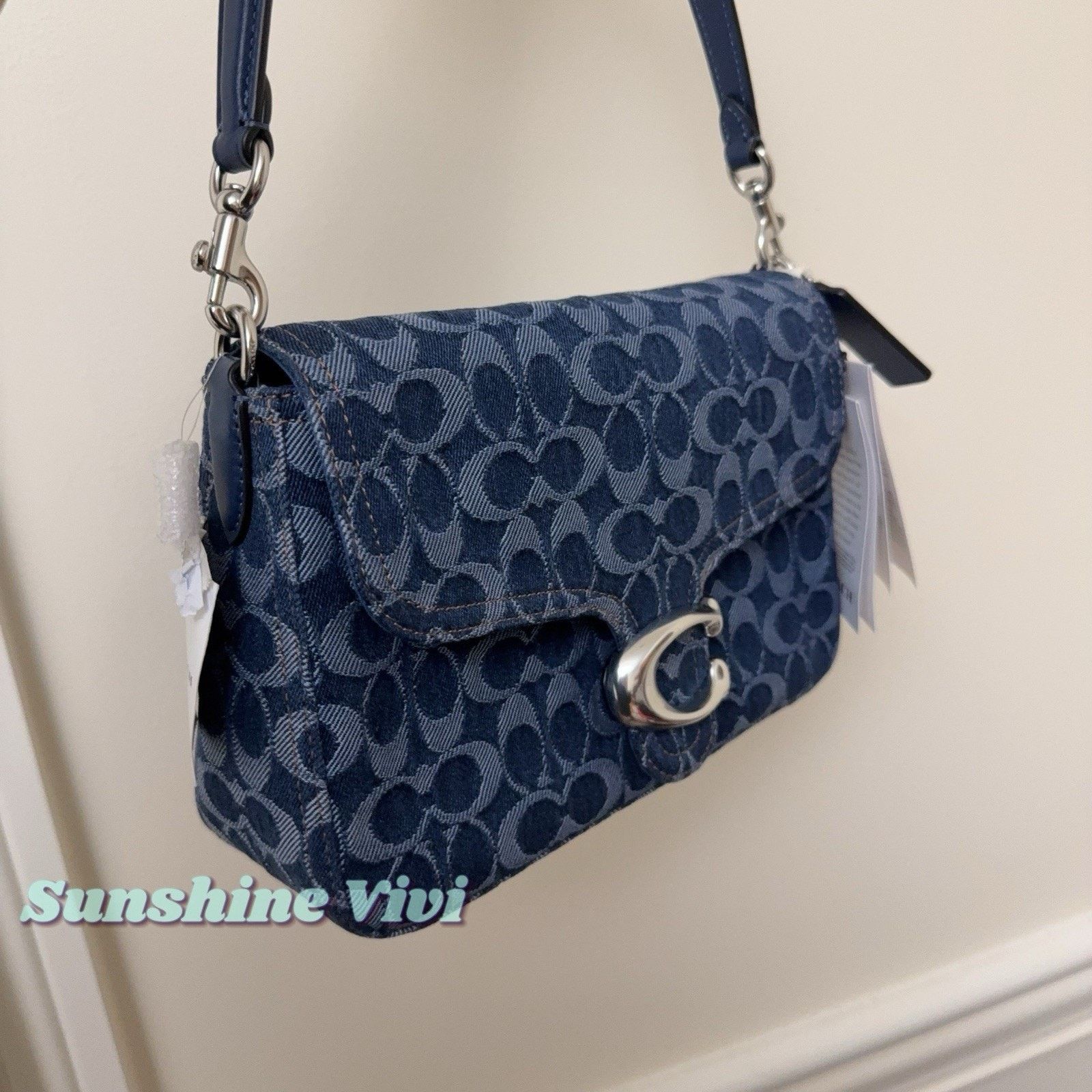 Coach NWT COACH Chain Tabby Shoulder Bag Denim Deep Blue CAN00 Size ONE SIZE - 3 Thumbnail