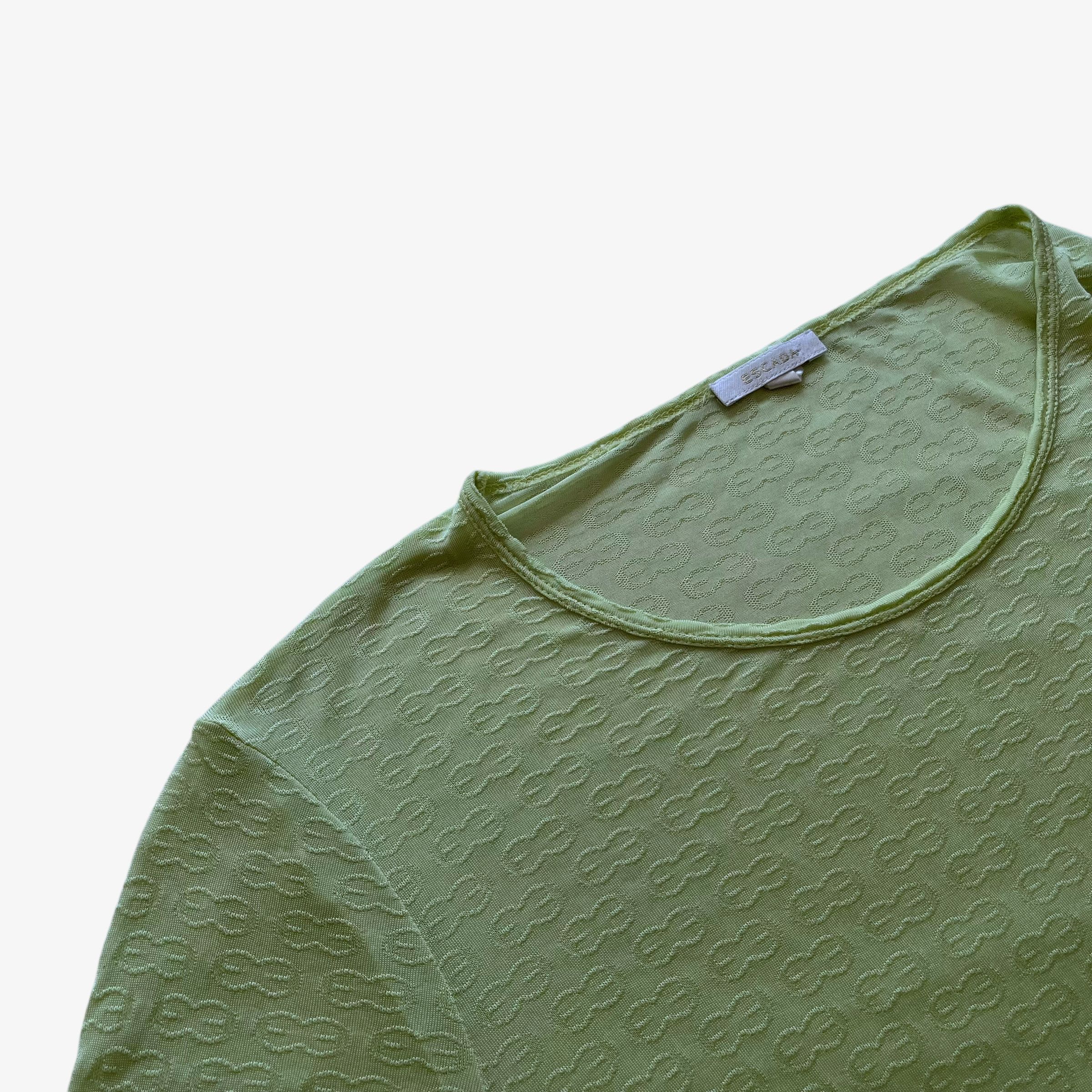 Escada Vintage Women's Escada Monogram Embroidered Green T-Shirt Size S / US 4 / IT 40 - 3 Thumbnail