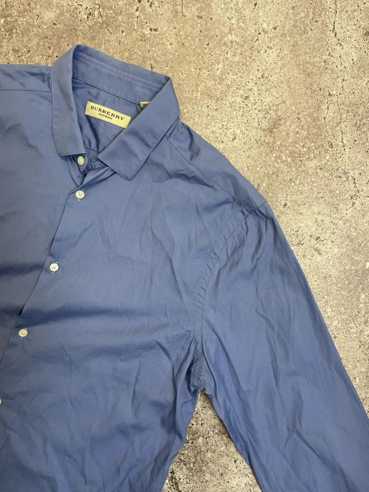 Burberry × Vintage Burberry London Tailored Fit Blue Dress Shirt Size US M / EU 48-50 / 2 - 2 Thumbnail
