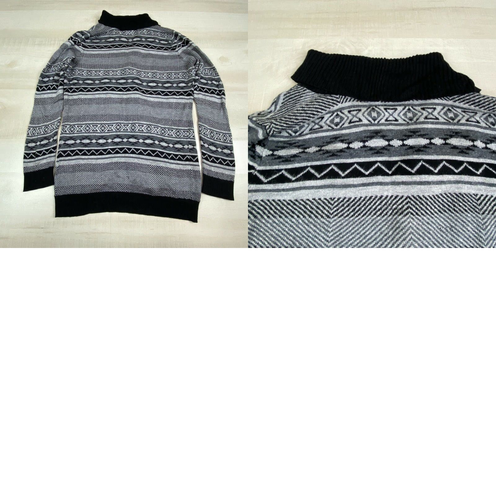Vintage Maurices Womens Black White Geometric Cardigan Sweater Medium Long Sleeve Open Loose Boxy Size M / US 6-8 / IT 42-44 - 8 Thumbnail