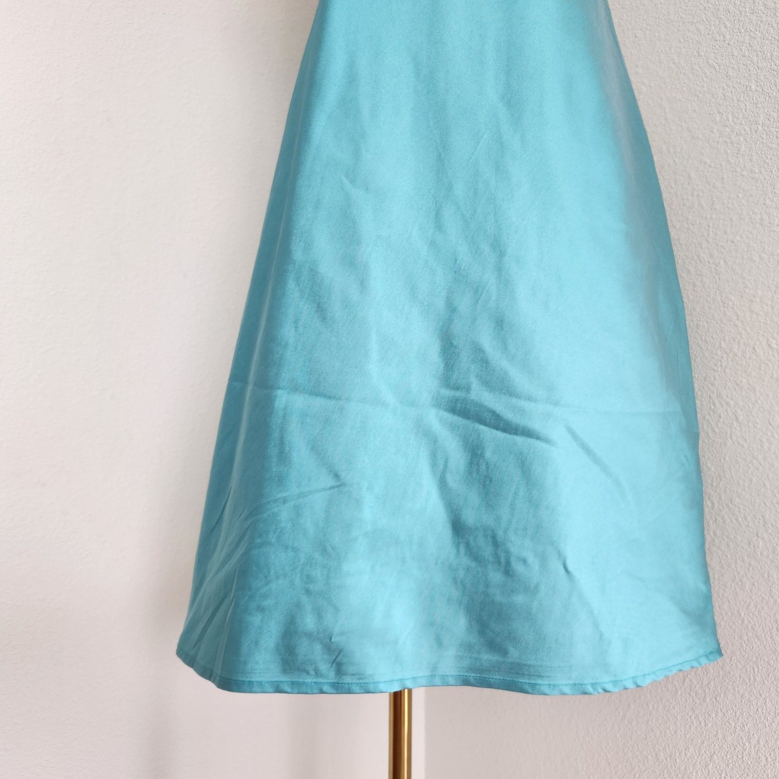 Vintage Frances Valentine Shiny Teal Empire Waist Slip Dress Y2K XS Size XS / US 0-2 / IT 36-38 - 3 Thumbnail