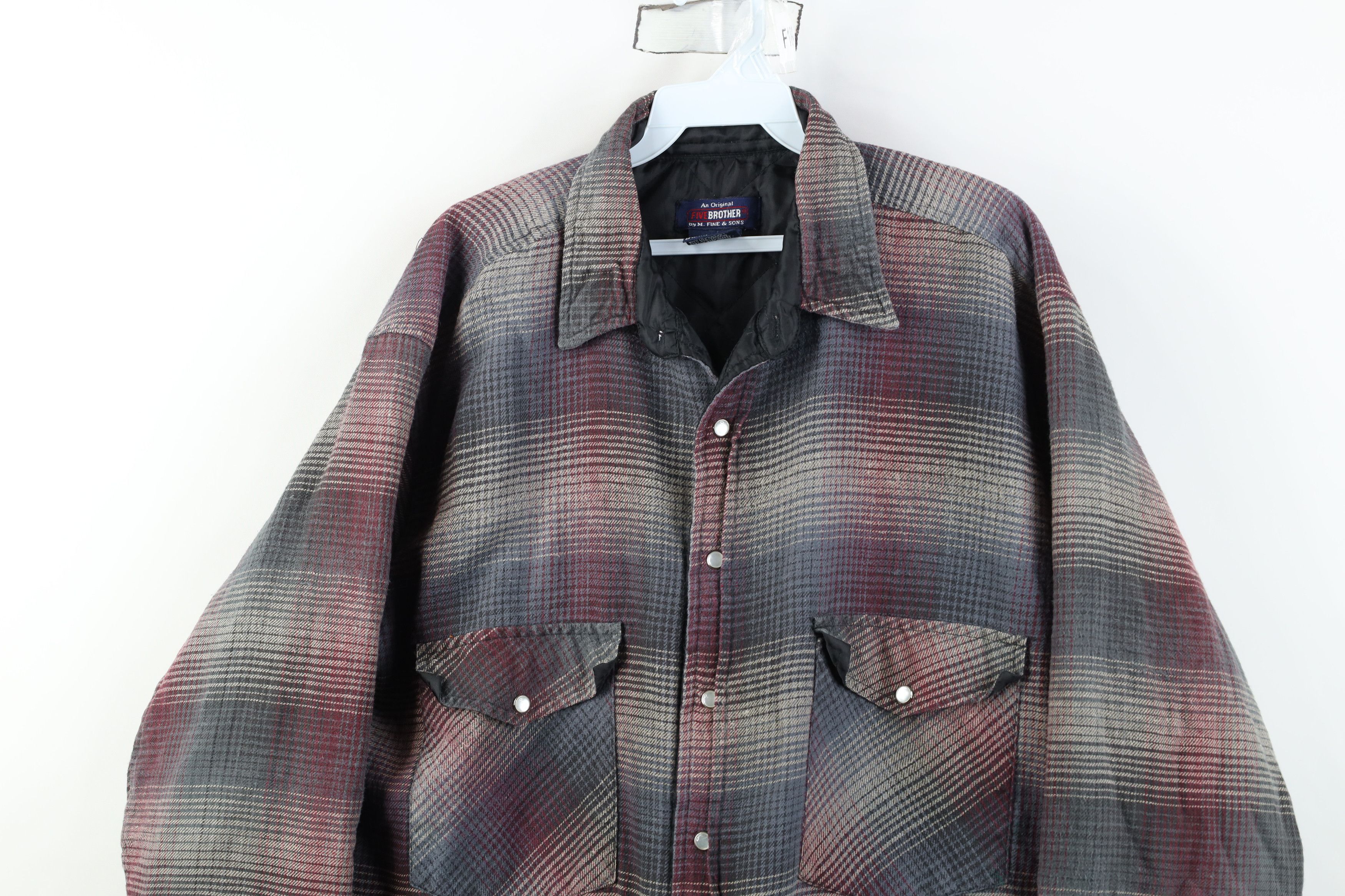 FiveBrother Vintage 90s Five Brother Flannel Snap Button Shirt Jacket Size US L / EU 52-54 / 3 - 2 Thumbnail