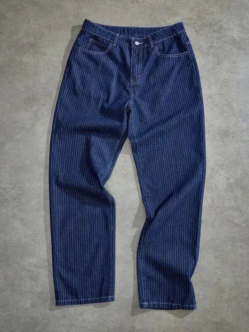 Jean × Vintage Striped Y2K baggy skate 90s denim jeans Size US 31 - 1 Thumbnail