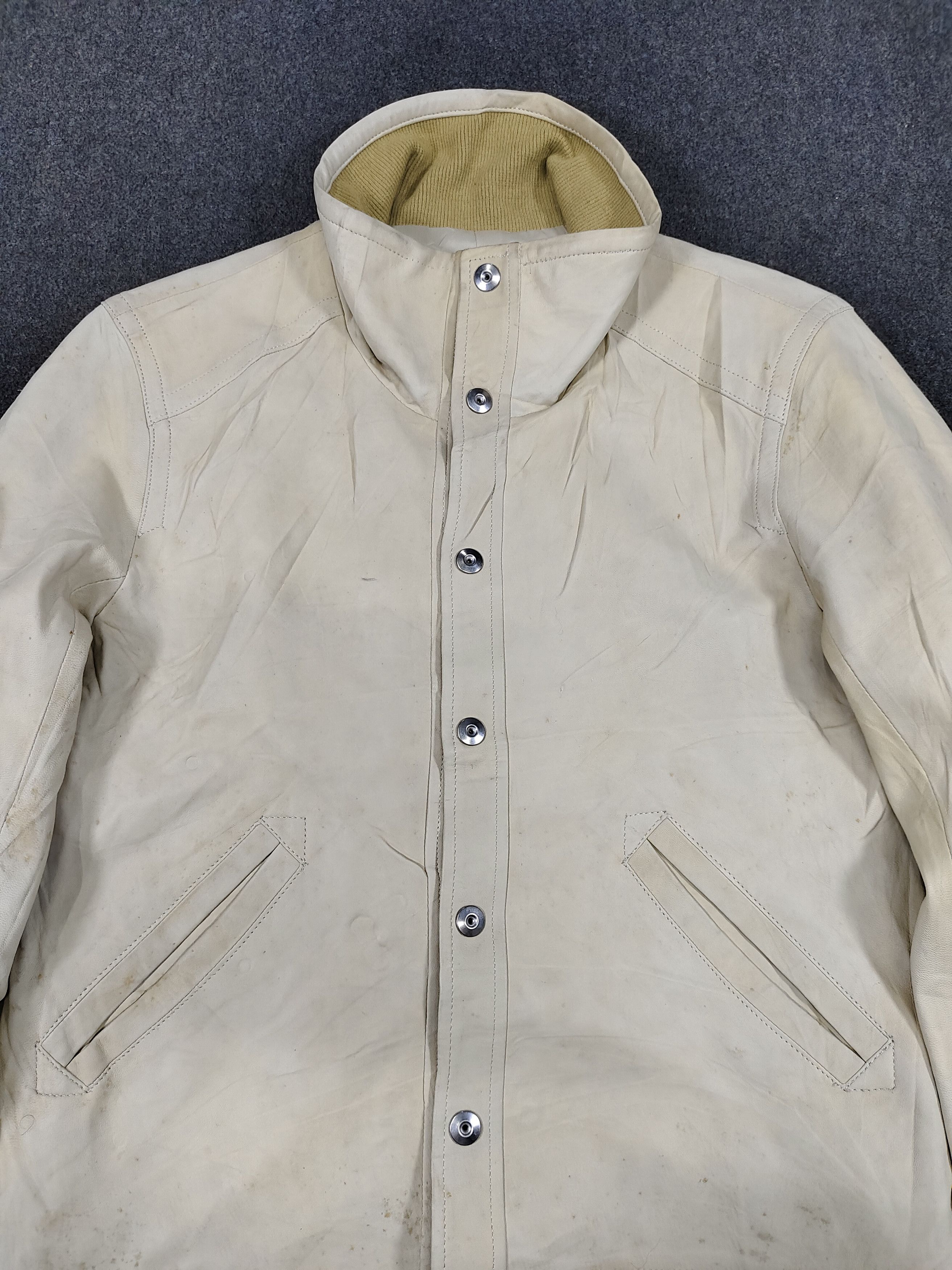 Vintage 🔥Vtg Lambskin High Stand Collar Slim Bomber Jacket Size US M / EU 48-50 / 2 - 2 Thumbnail