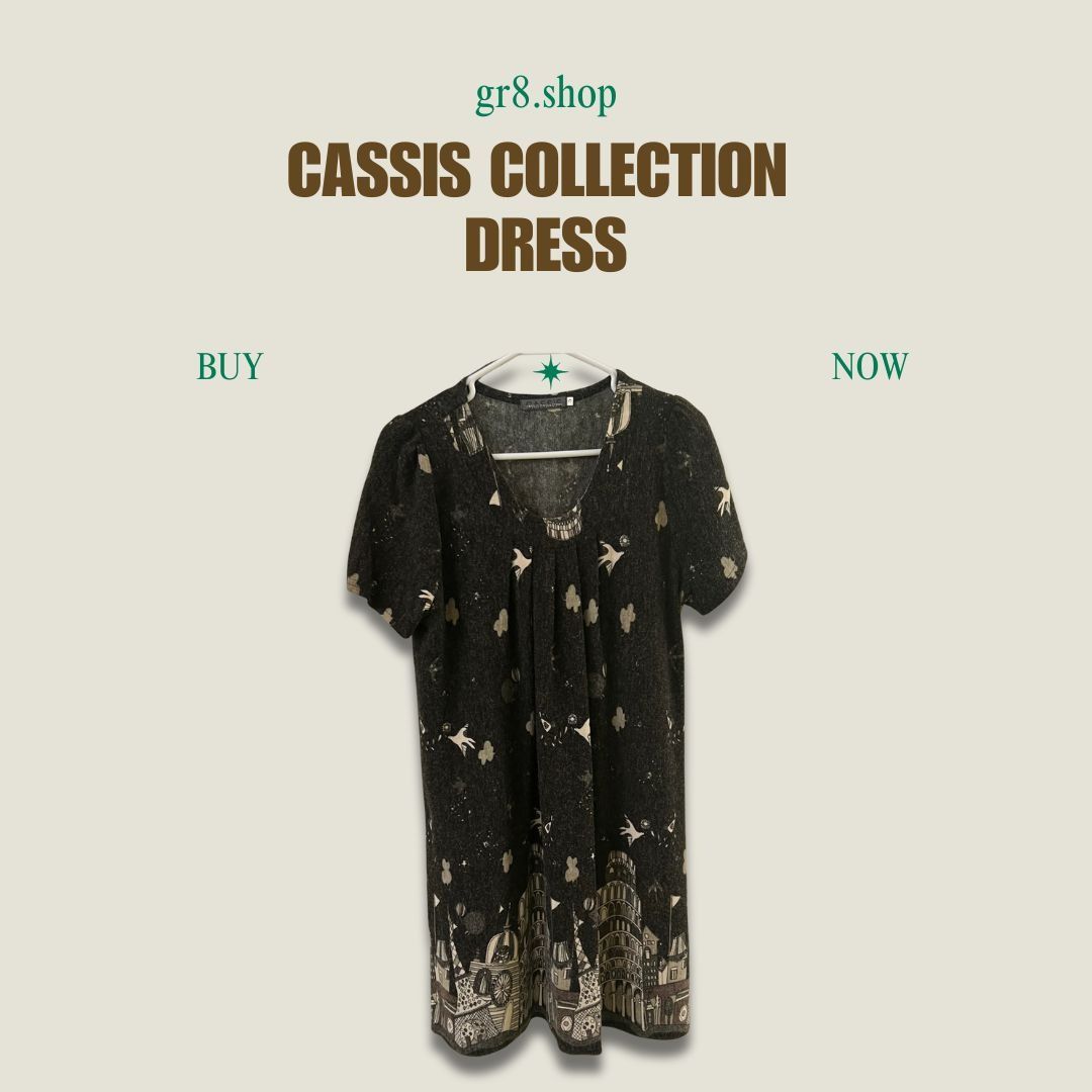 Other Cassis Collection Graphic Print Short Sleeve Black Dress Siz Size M / US 6-8 / IT 42-44 - 1 Thumbnail