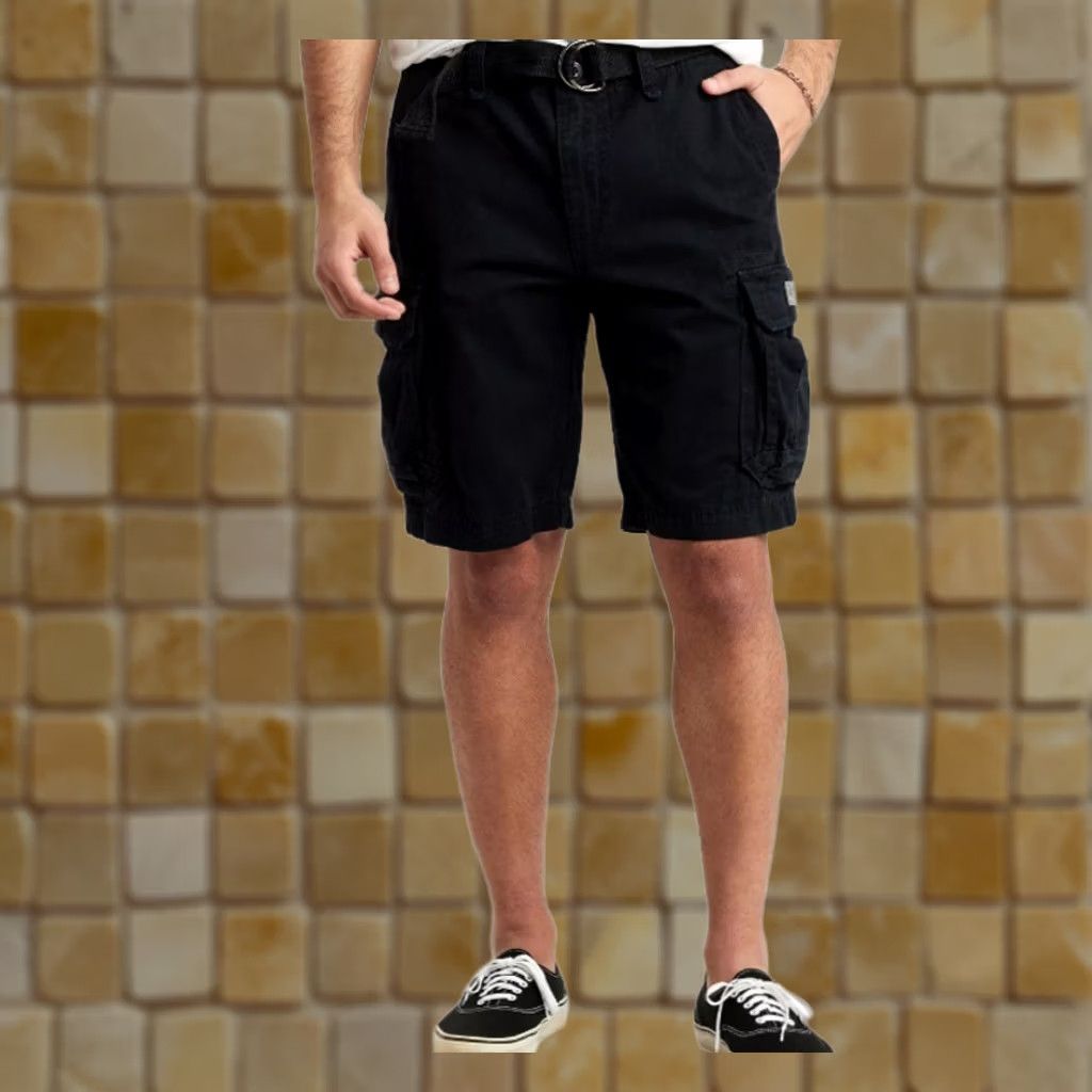 Vintage UNIONBAY Short: 11" Survivor Belted Cargo Shorts Black 40 Men Size US 40 / EU 56 - 1 Preview