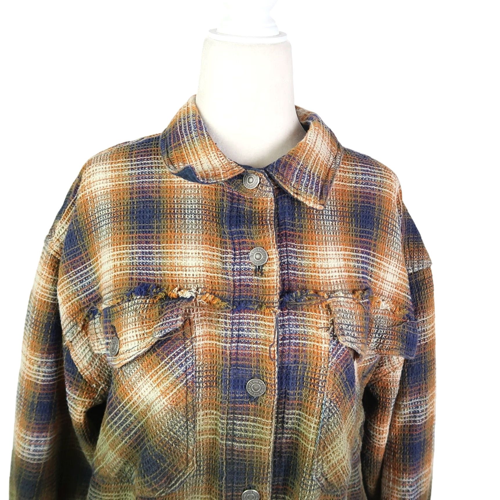 Free People Free People Anneli Plaid Shirt Jacket L Womens Cotton Button Front Casual Bohemian Shirt Jacket Size L / US 10 / IT 46 - 3 Thumbnail