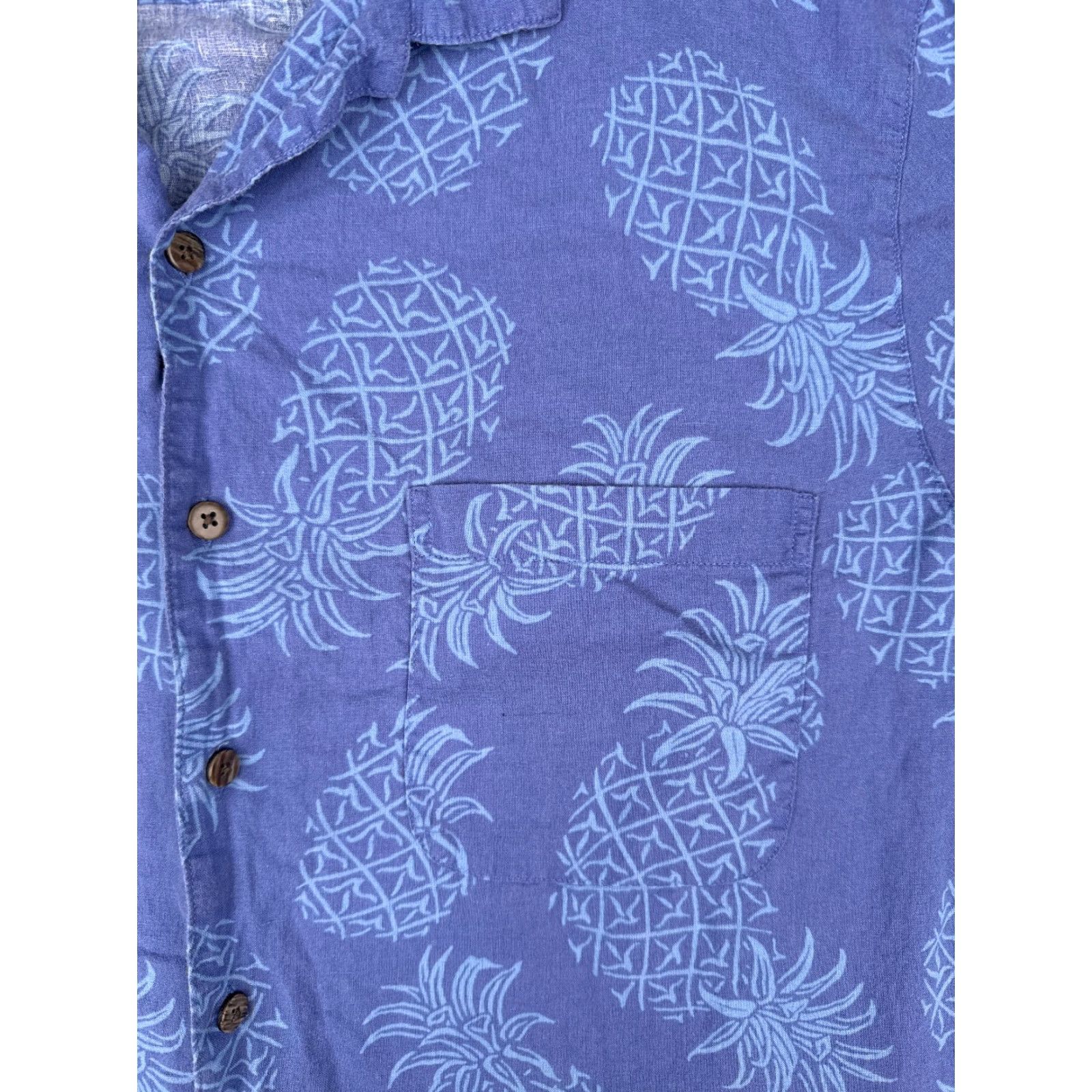 George George Shirt Mens XL Blue Hawaiian Linen Blend Button Up Size US XL / EU 56 / 4 - 6 Thumbnail