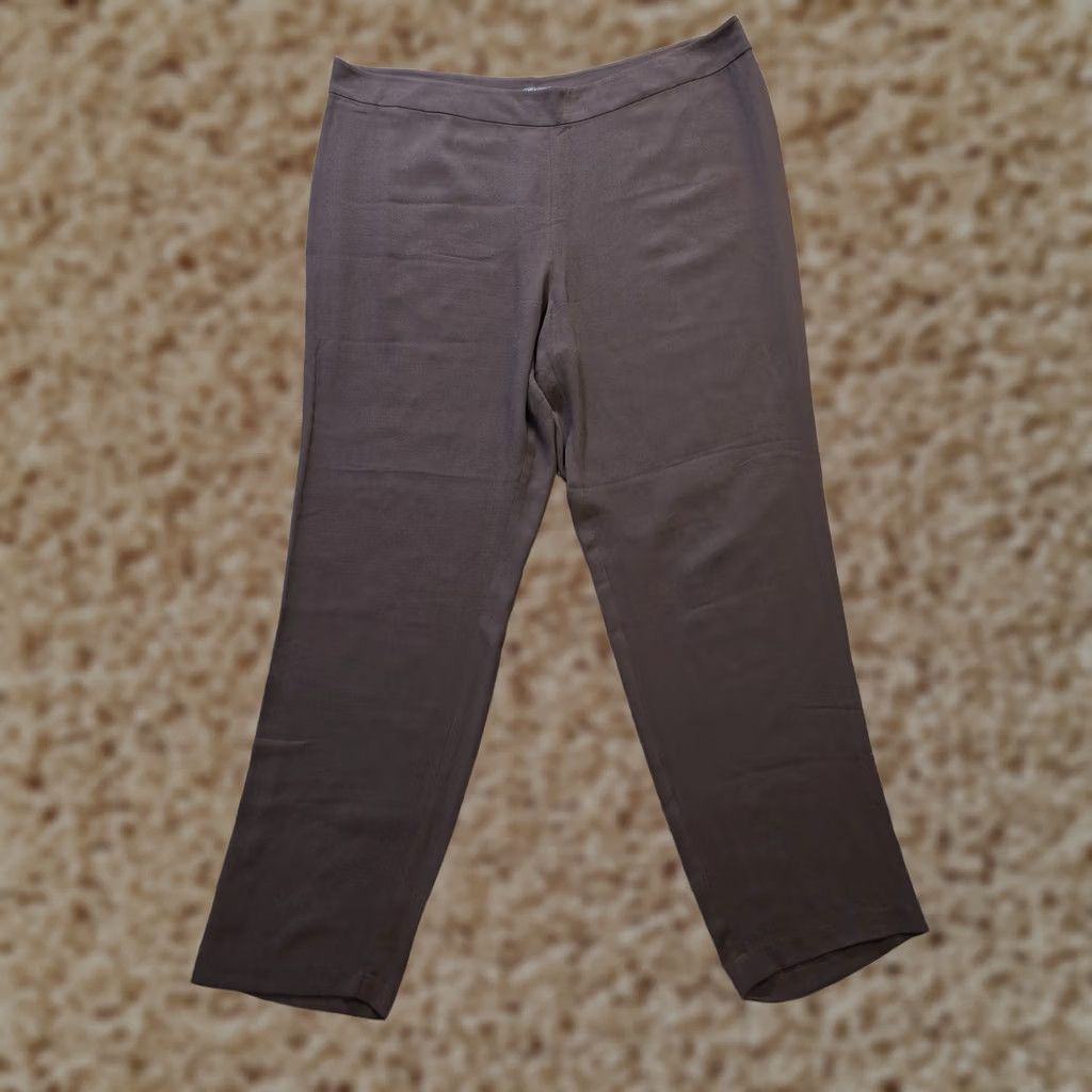 Eileen Fisher Eileen Fisher Pants Womens XL Brown Silk Tapered Lightweight Crepe Career Dress Pants Size 40" / US 18 - 1 Thumbnail