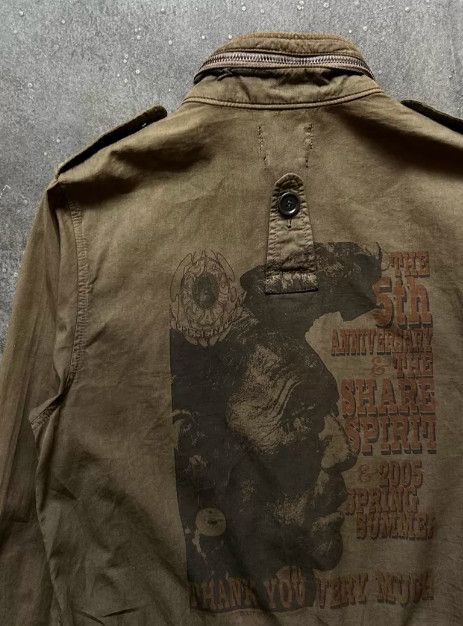 Share Spirit Homme SHARE SPIRIT Portrait & Slogan Print Hunting Jacket Size US XS / EU 42 / 0 - 4 Thumbnail