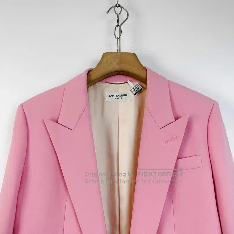 Saint Laurent Paris Saint Laurent Paris Ladies pink waist-cinching casual blaz Size L / US 10 / IT 46 - 3 Thumbnail