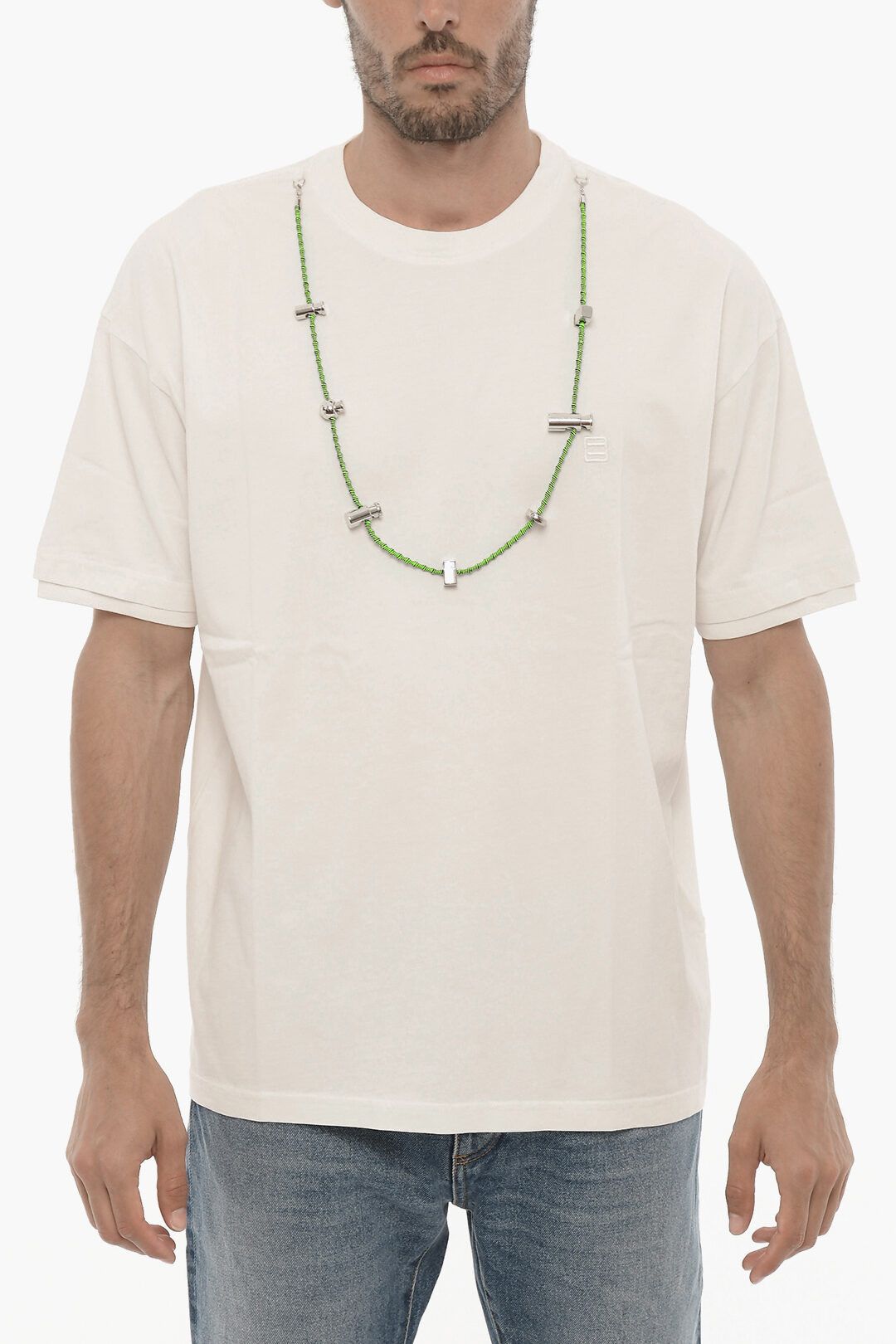 Ambush Design og1mm0925 Cotton Crewneck T-Shirt in White Size US XXS / EU 40 - 1 Thumbnail