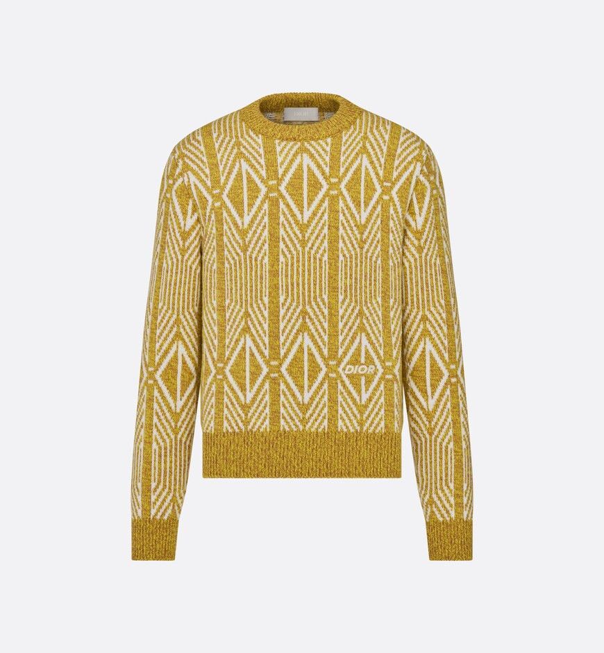 image of Dior O1W1Db10124 Round Neck Sweater In Yellow, Men's (Size XL)