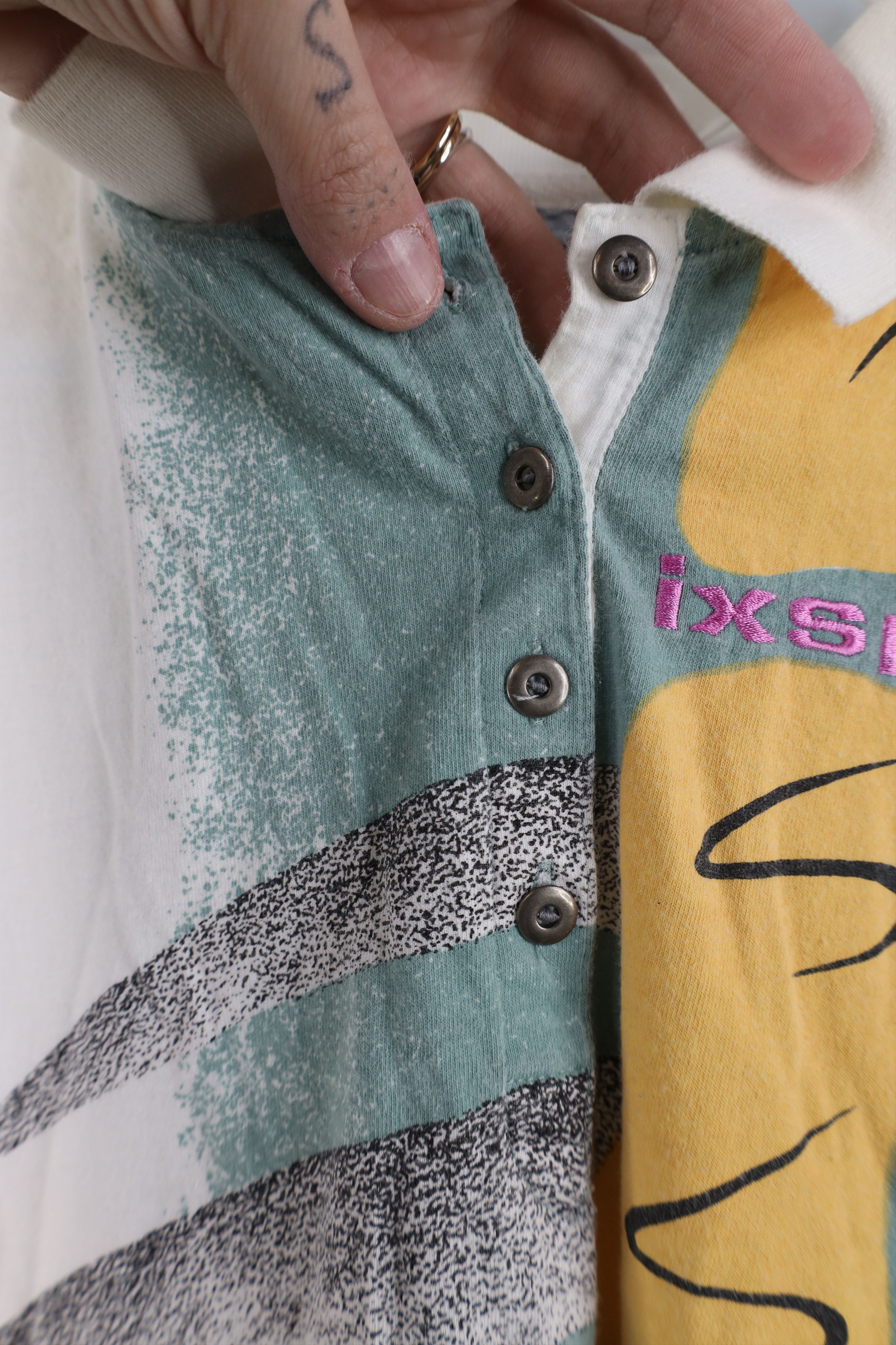 Vintage Vintage 80s Mid Mod Abstract Dolman Sleeve Golf Polo Shirt Size M / US 6-8 / IT 42-44 - 5 Thumbnail
