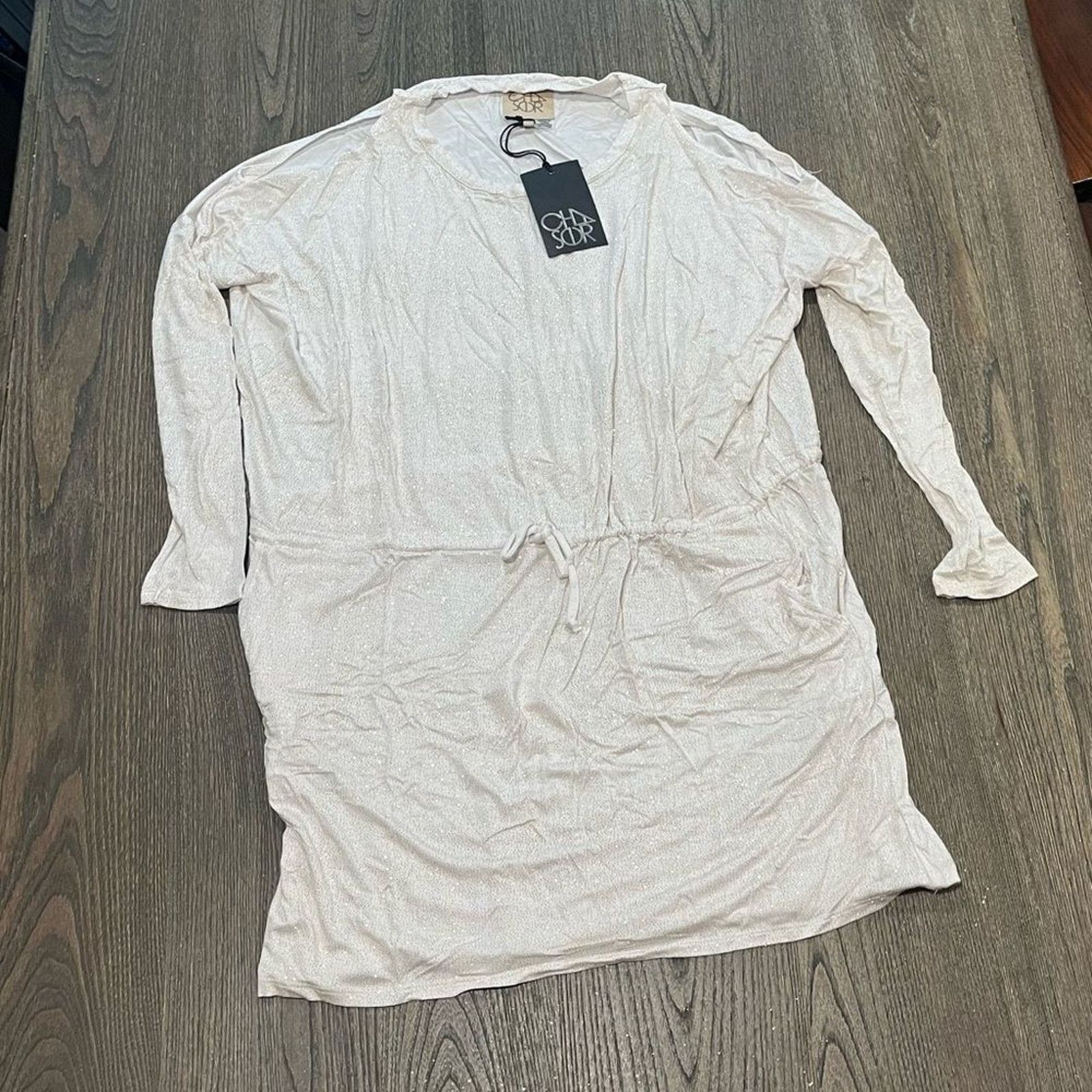Vintage NWT Chaser White Glitter Mini Dress Long Sleeve Pockets Sz M Size M / US 6-8 / IT 42-44 - 1 Thumbnail