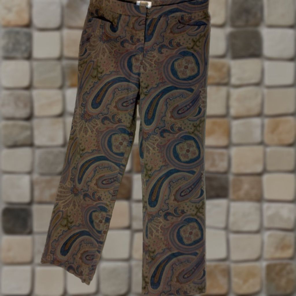 Talbots VINTAGE Talbots Petites Paisley Pants Size 10 P Chinos Brown Navy Blue Preppy Casual Business Women's Pants Size 32" / US 10 / IT 46 - 1 Thumbnail