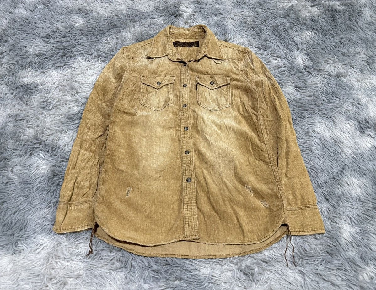 GOA 🔥Y2K Archived Goa Distressed Corduroy Western Shirt Size US M / EU 48-50 / 2 - 1 Thumbnail