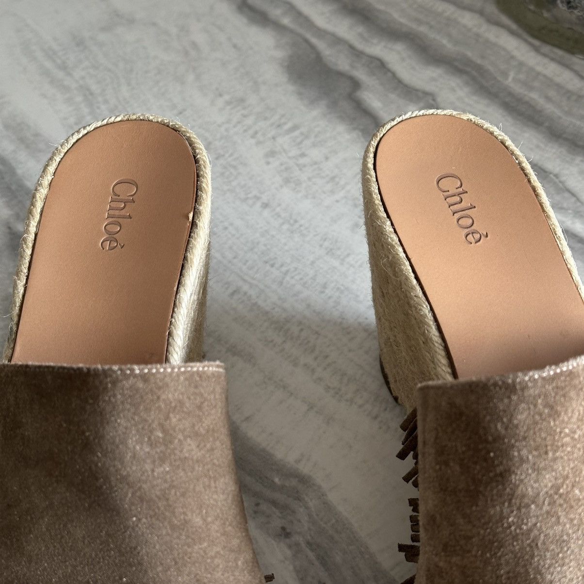 Chloe Chloe Estel Fringe-Trimmed Wedge Espadrille in Brown Suede Size US 9.5 / IT 39.5 - 5 Thumbnail