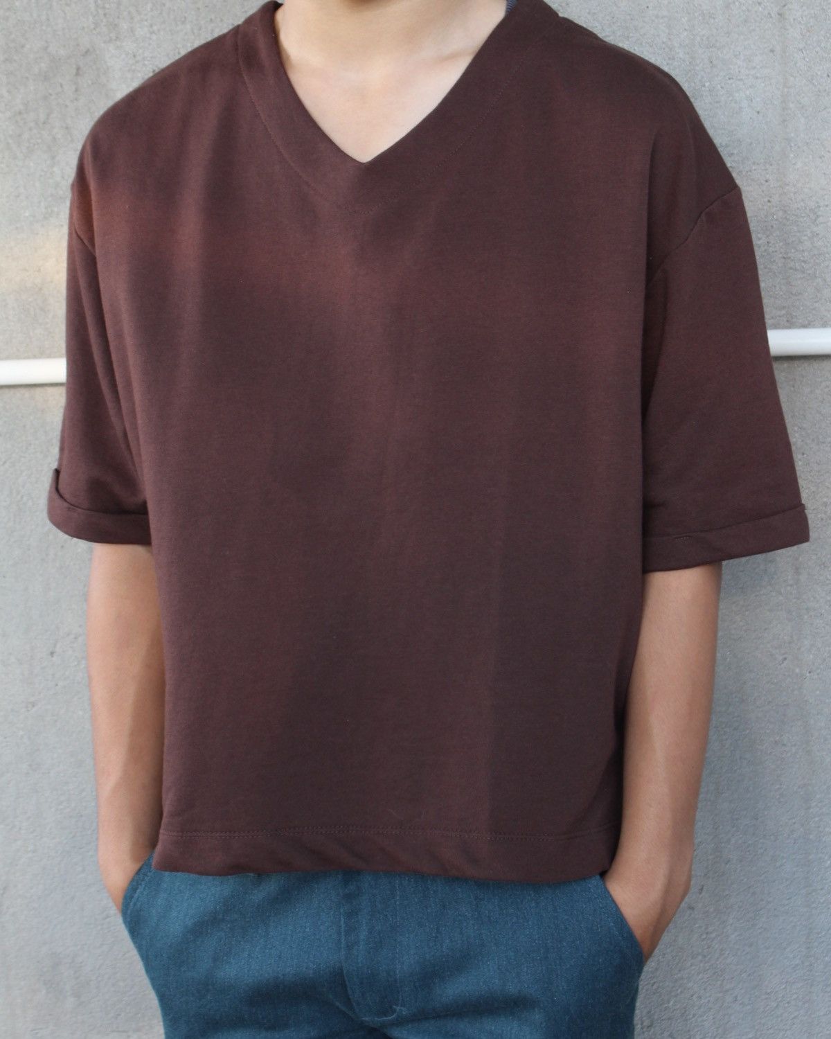 Hiroko Koshino Homme HIROKO KOSHINO V NECK CROP T SHIRT Size US M / EU 48-50 / 2 - 2 Thumbnail