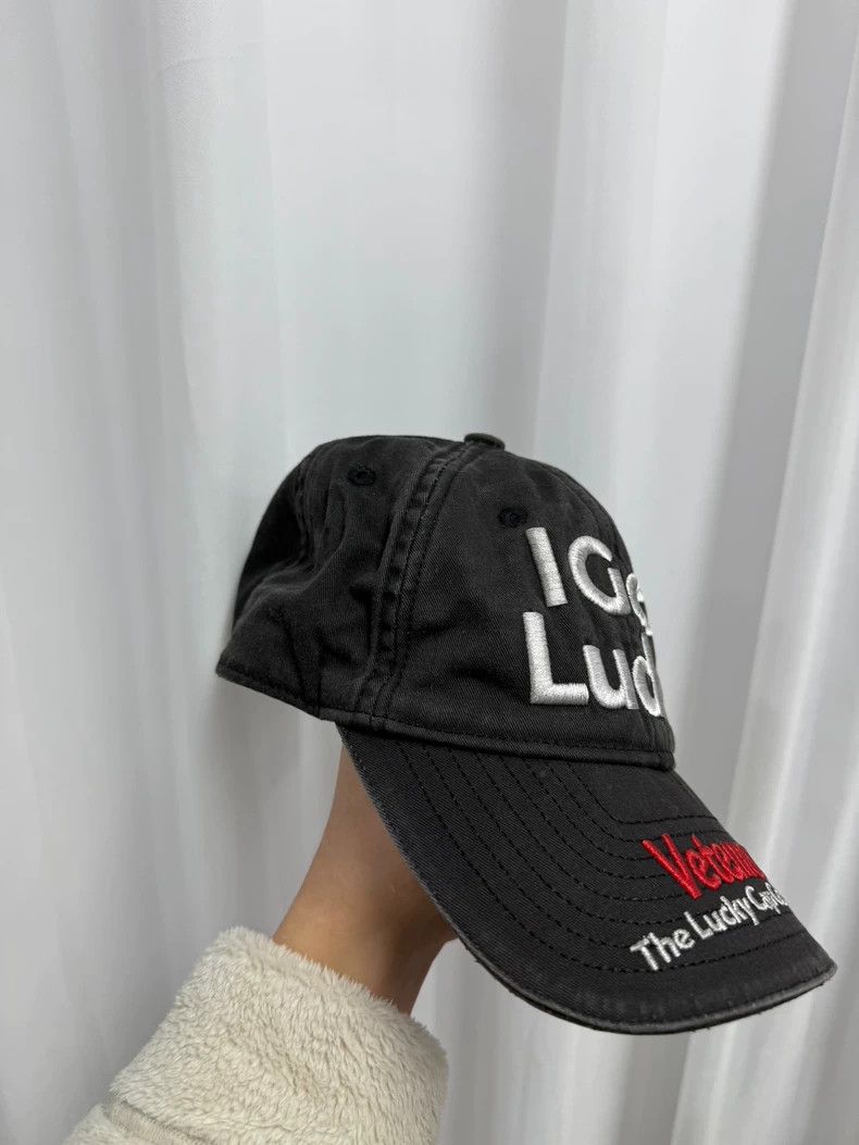 Vetements Vetements I GOT LUCKY Embroidered Washed Baseball Cap Size ONE SIZE - 3 Thumbnail