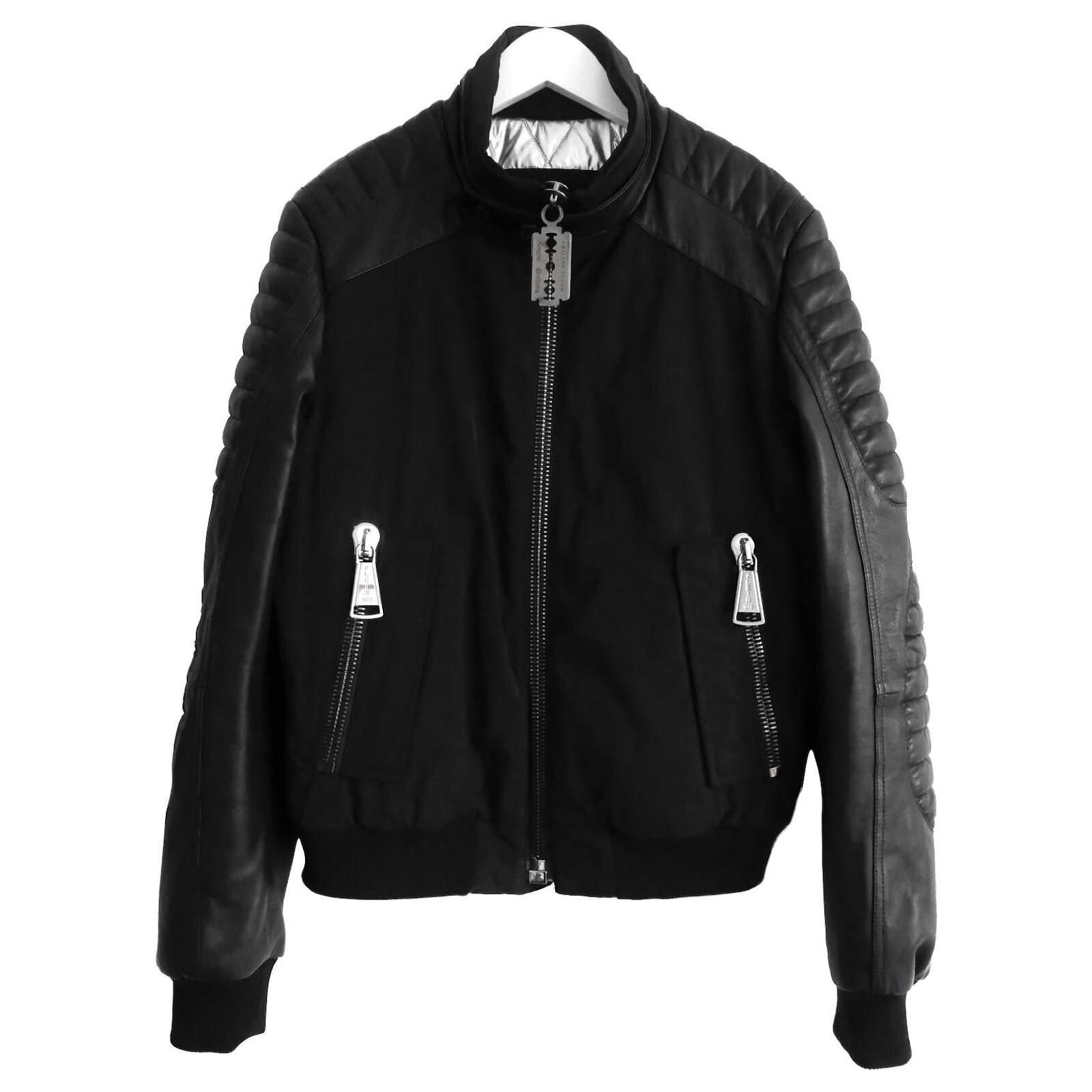 Philipp Plein Philipp Plein Nylon & Leather Biker Puffer Jacket Size US M / EU 48-50 / 2 - 1 Thumbnail