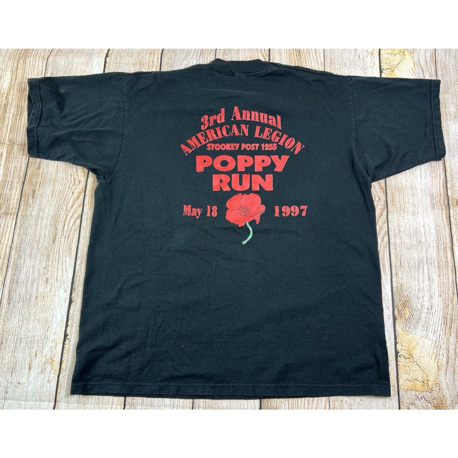 Vintage VINTAGE American Legion Black T Shirt 90s Graphic Print Poppy Run 1997 Large Mens T-Shirt Size US L / EU 52-54 / 3 - 2 Thumbnail