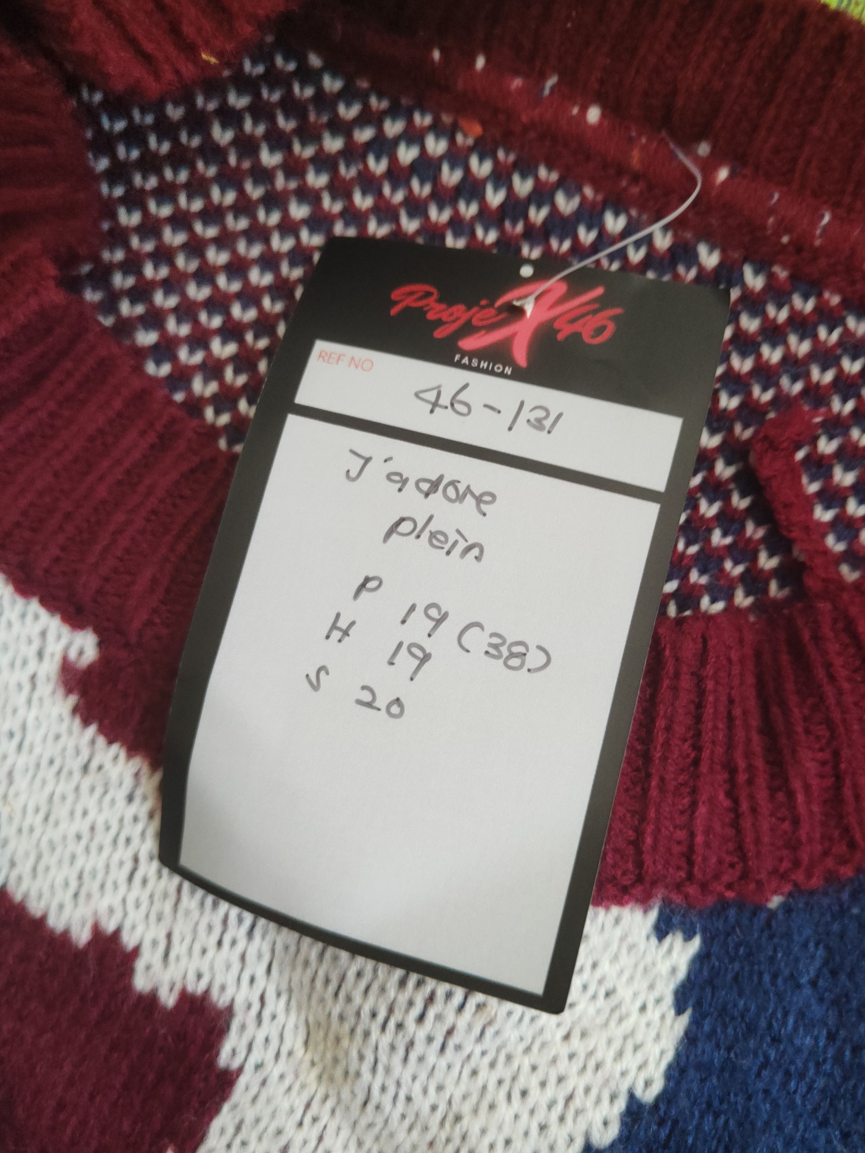 Japanese Brand DL J'adore Plein Maroon White Knitwear Crop Tops# 46-131 Size S / US 4 / IT 40 - 11 Thumbnail